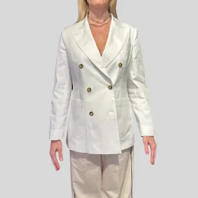 Patch Pocket Double Breasted Blazer - White