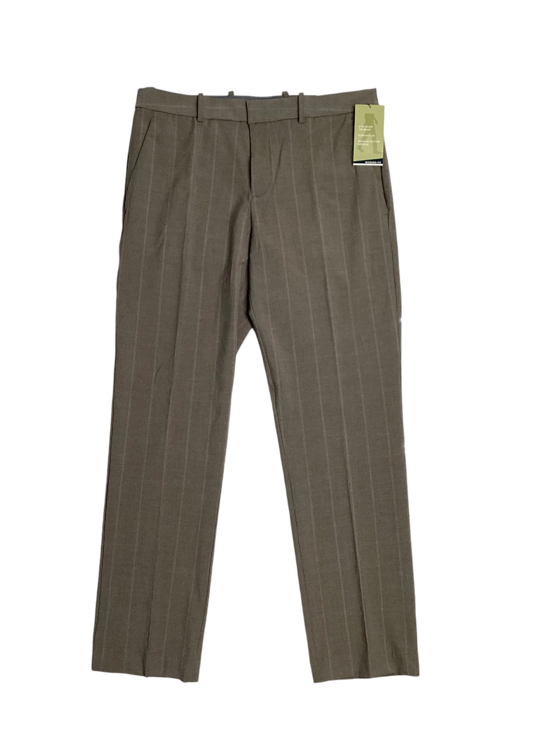 Perry Ellis Portfolio Mens Modern Fit Stretch Dress Pants Dark Beige 34 x 30