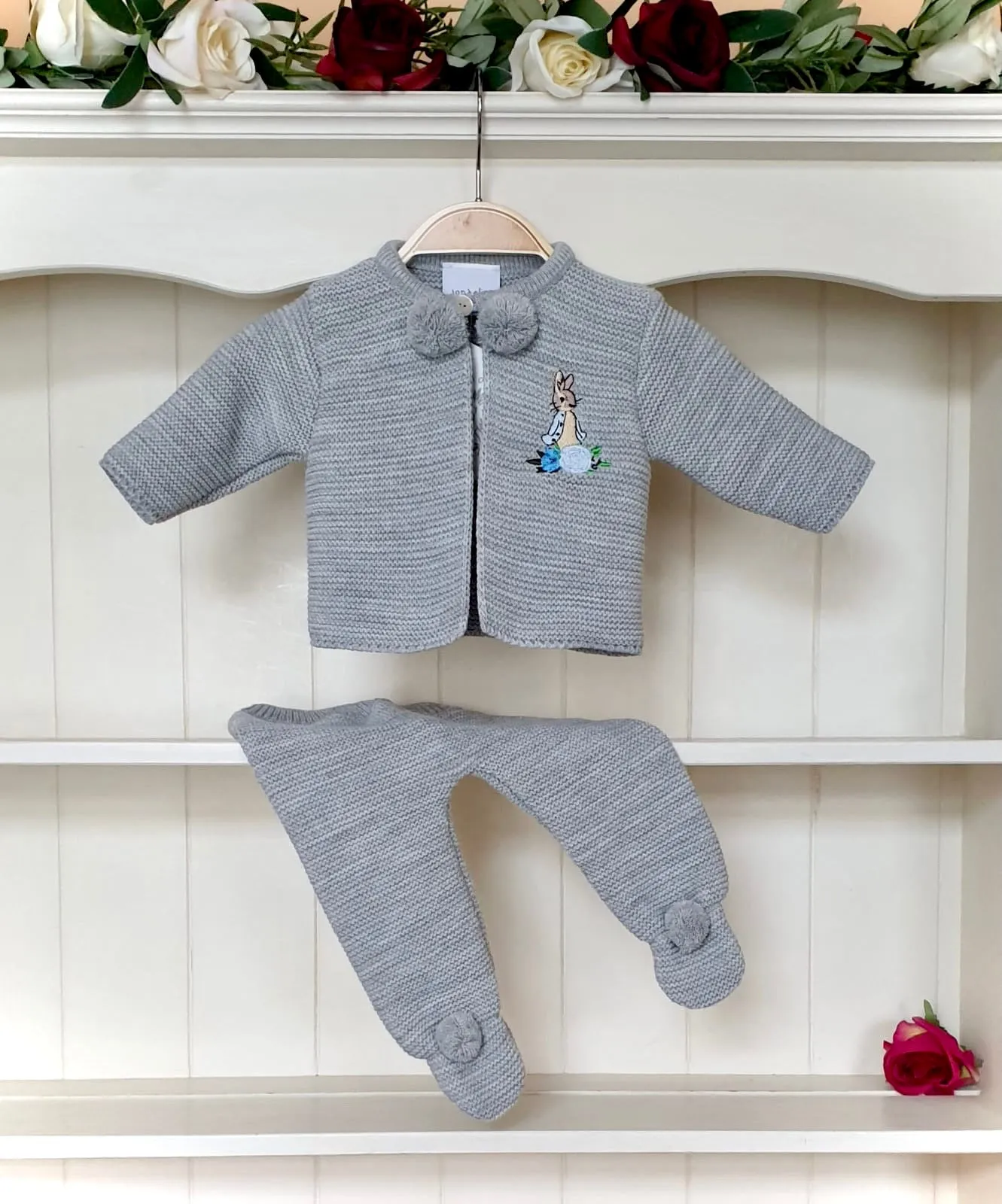 Peter Rabbit Pom Pom Outfit - Grey