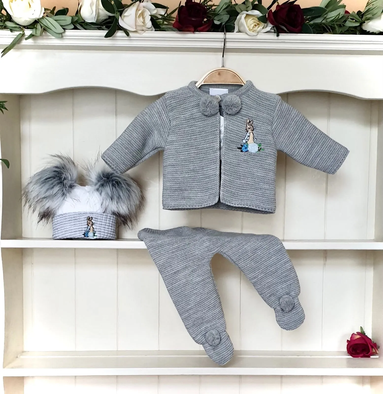Peter Rabbit Pom Pom Outfit - Grey