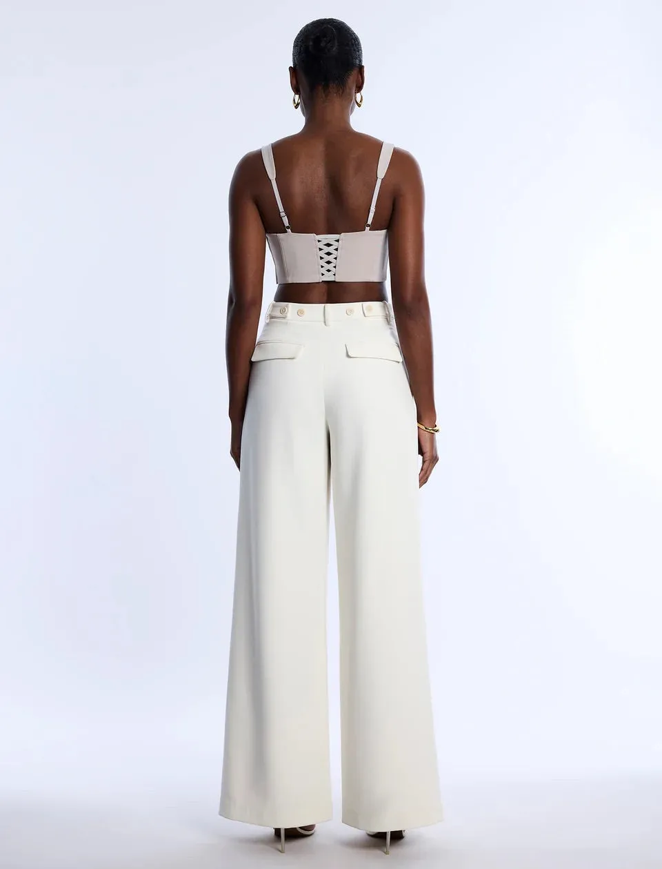 Pleat Front Wide Leg Pant