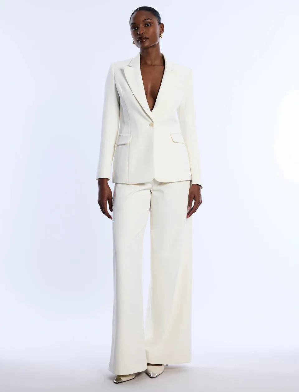 Pleat Front Wide Leg Pant