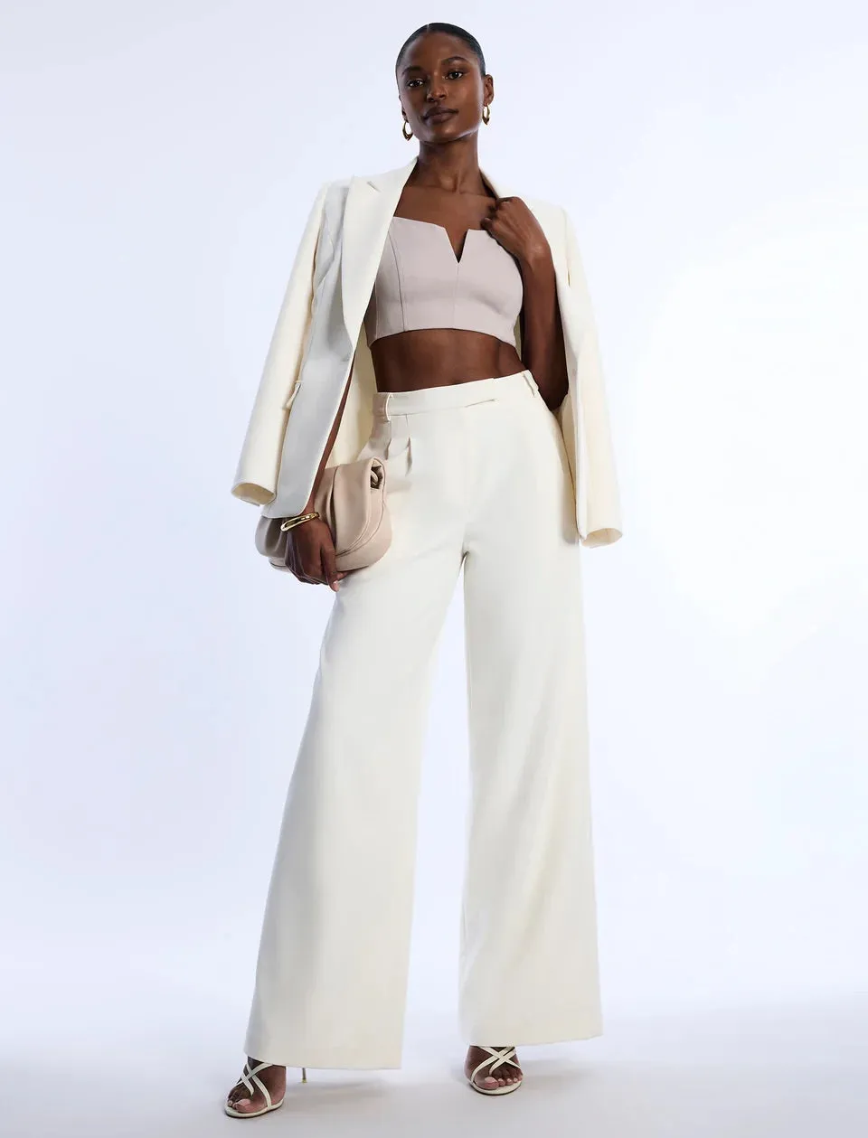 Pleat Front Wide Leg Pant