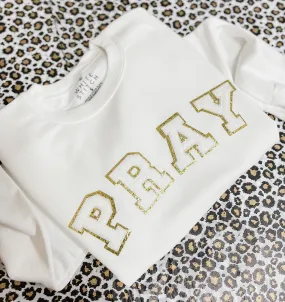 PRAY Chenille Patch Sweatshirt | White Gold