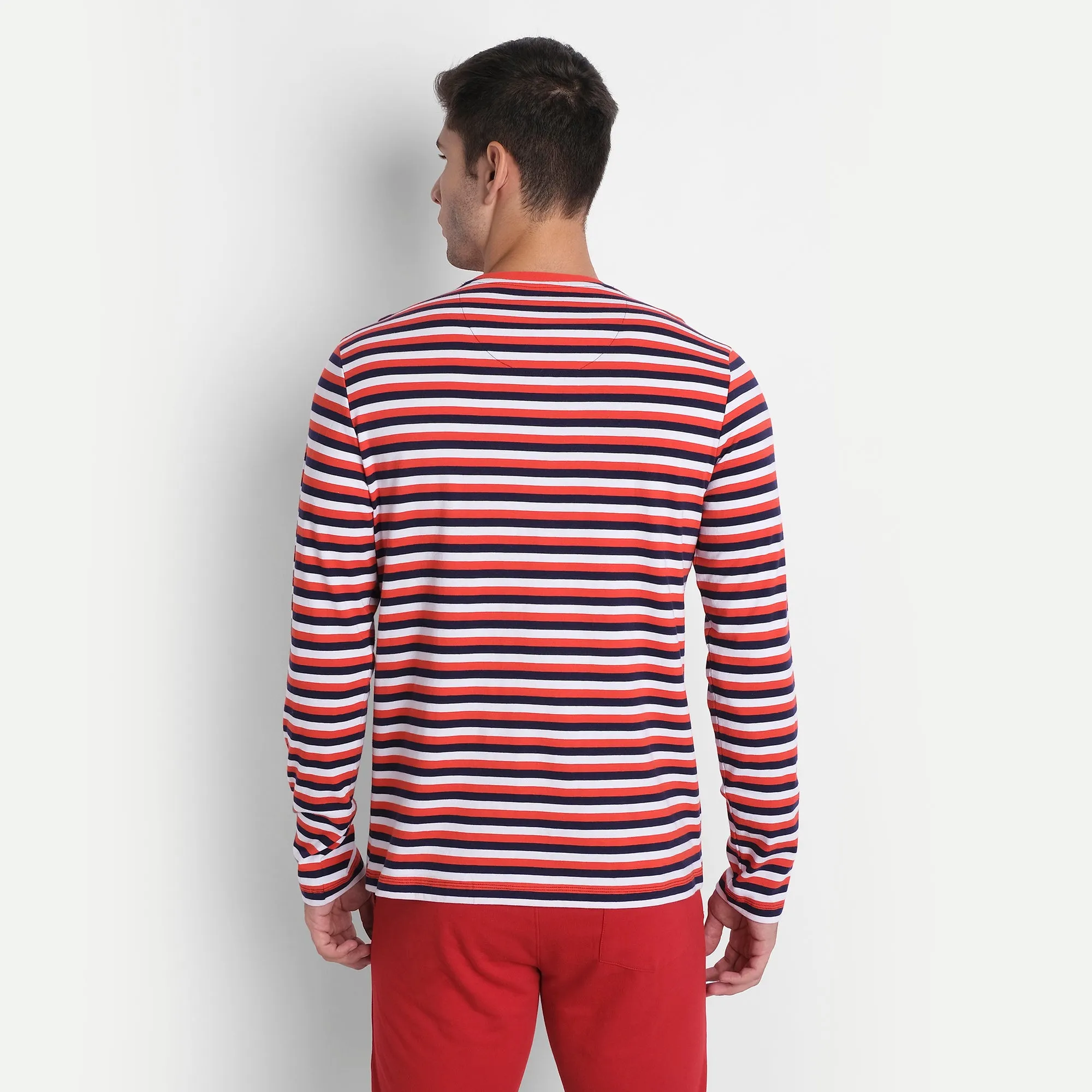 Premium Cotton Striped Full Sleeve Crew Neck T-Shirts