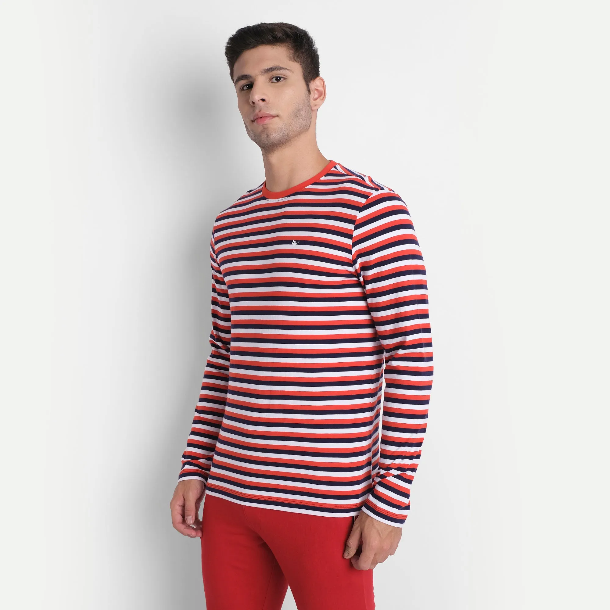 Premium Cotton Striped Full Sleeve Crew Neck T-Shirts