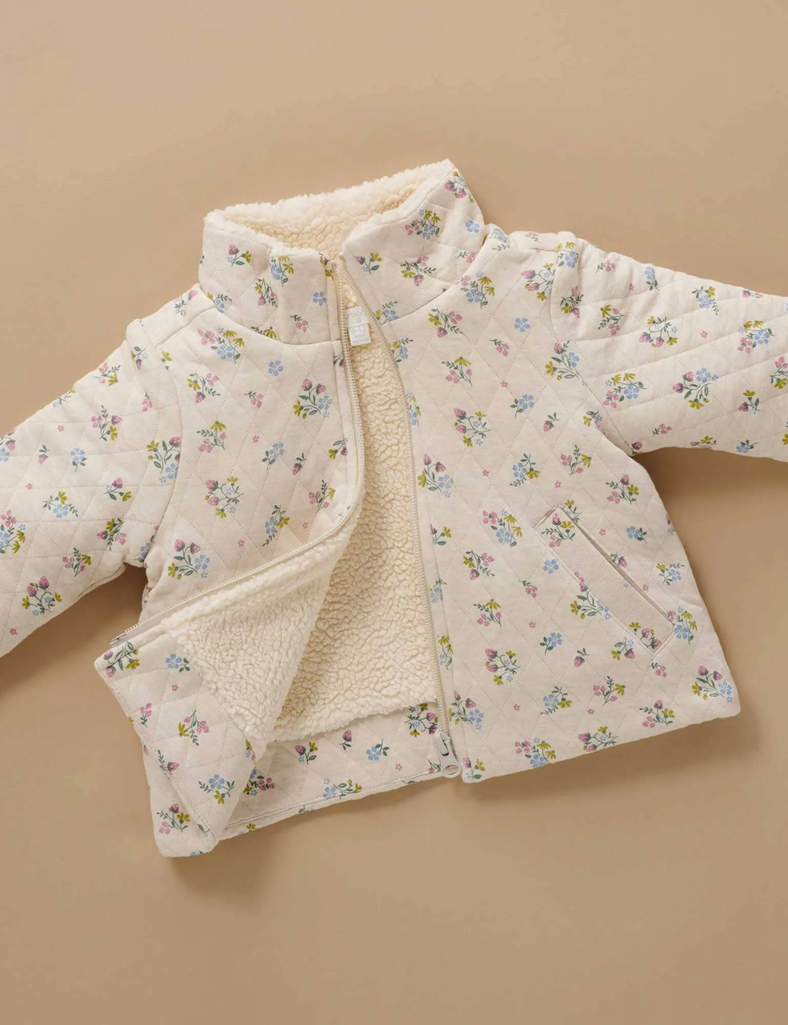 Purebaby - Quilted Jacket | Wheat Strawberry Blossom