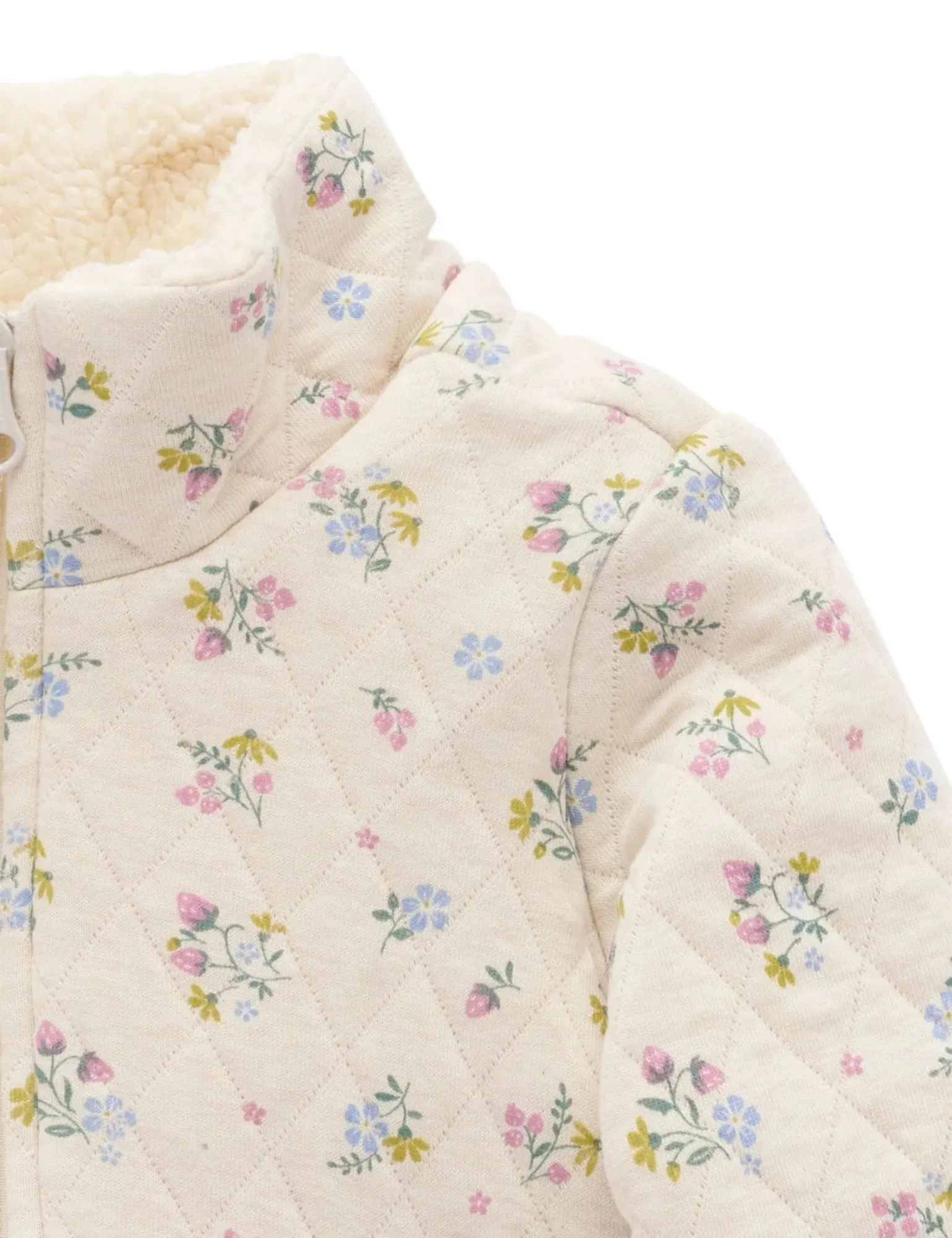 Purebaby - Quilted Jacket | Wheat Strawberry Blossom