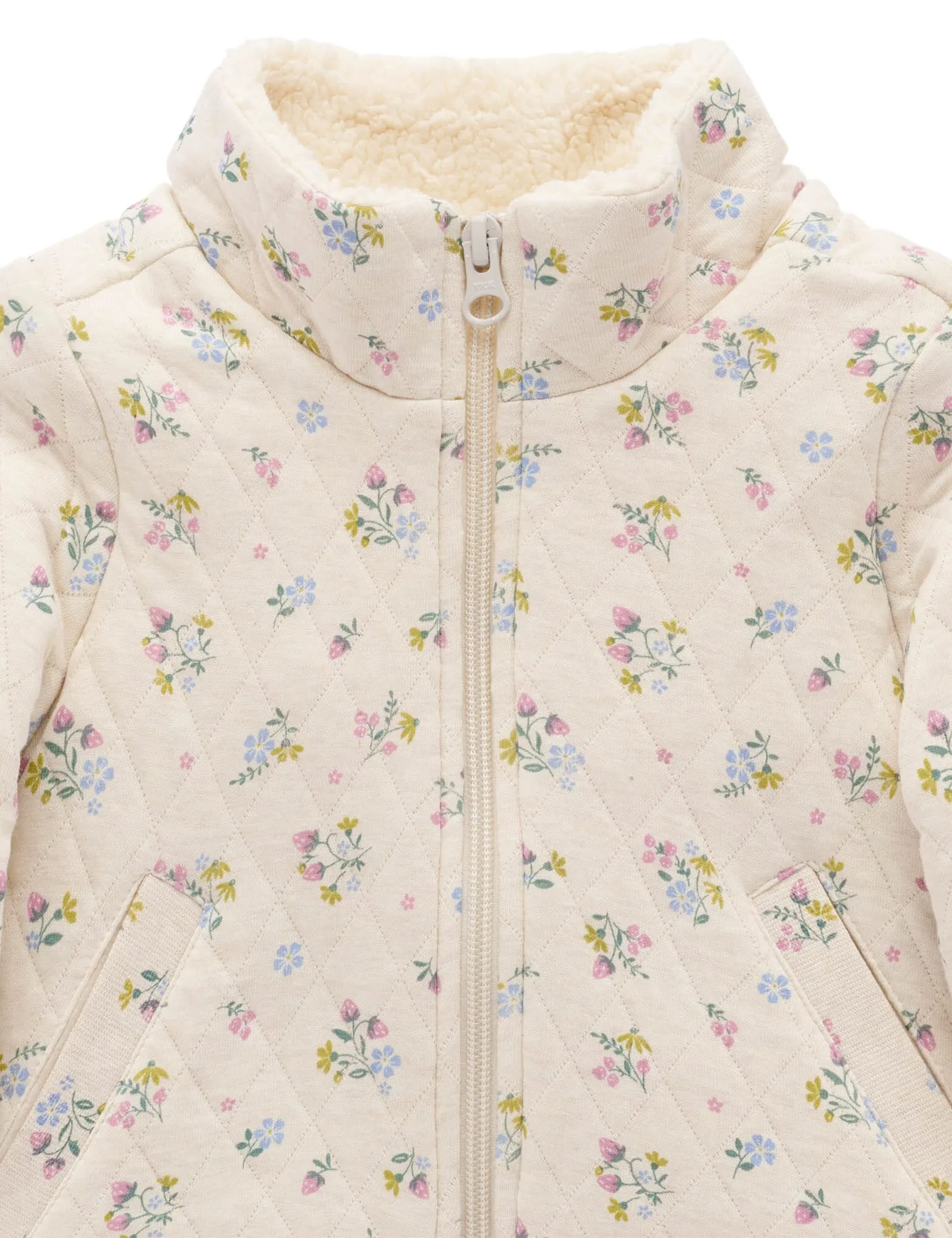 Purebaby - Quilted Jacket | Wheat Strawberry Blossom