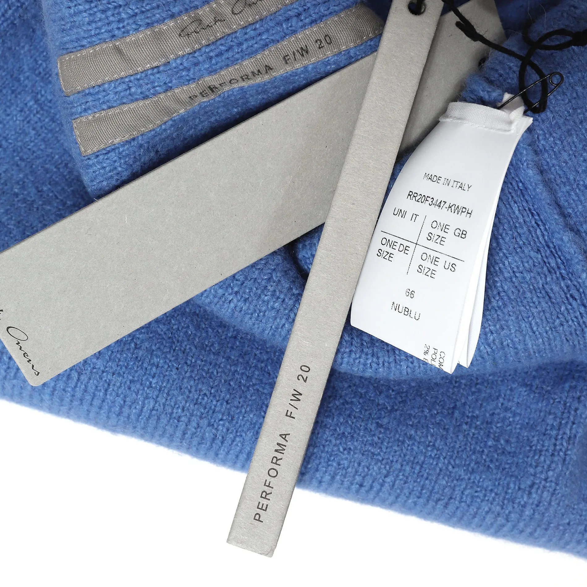 Rick Owens FW20 Blue Balaclava Mask