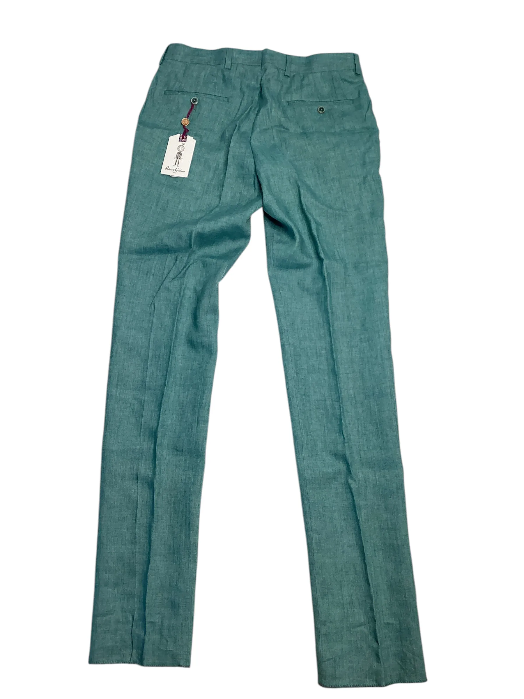 Robert Graham Mens Delave Slim Fit Linen Suit Dress Pants 32 Teal Green