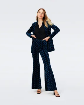 RUTHETTE VELVET PANTS IN CIRCLES OCEAN BLUE