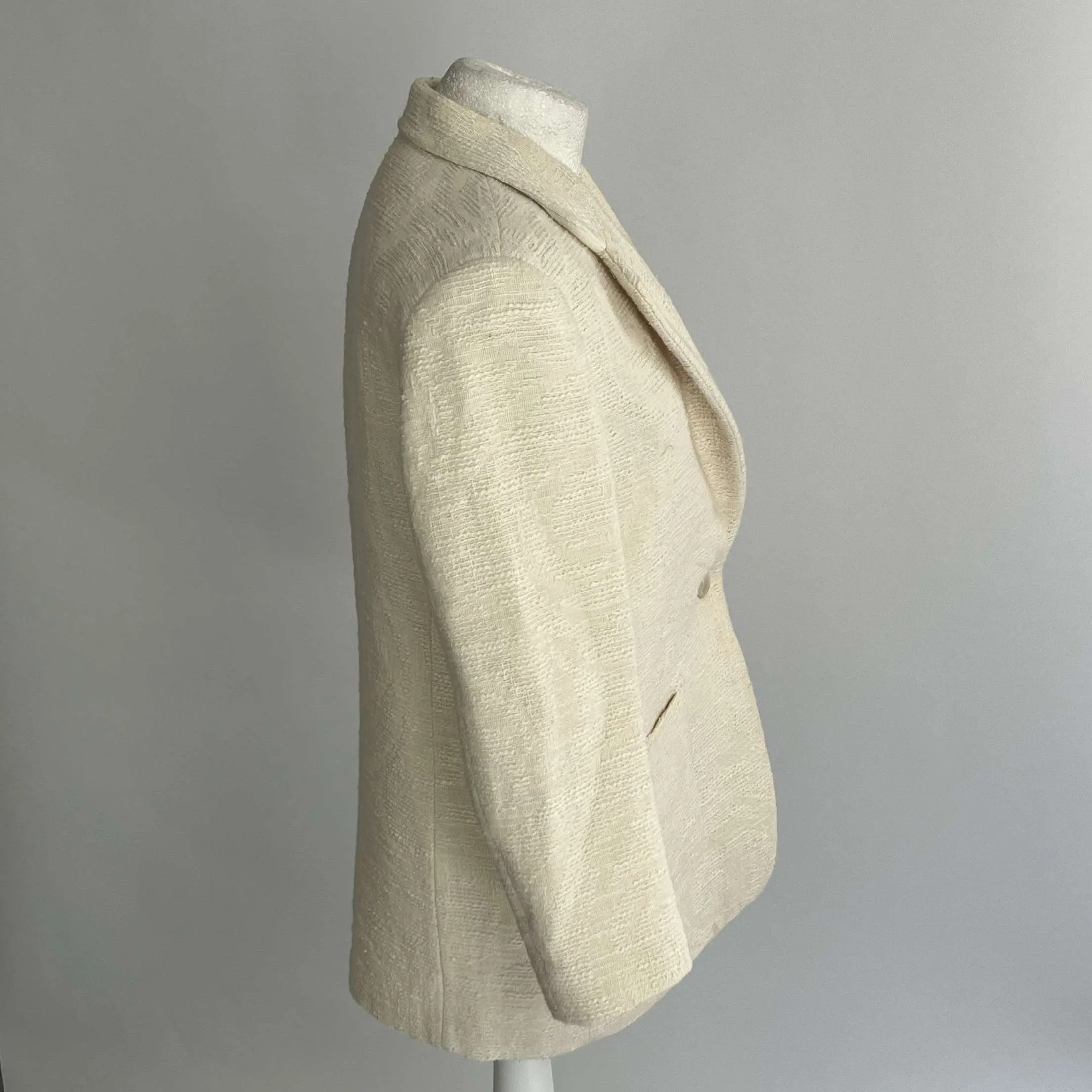 Sandro Cream Slubby Cotton Oversize Blazer S