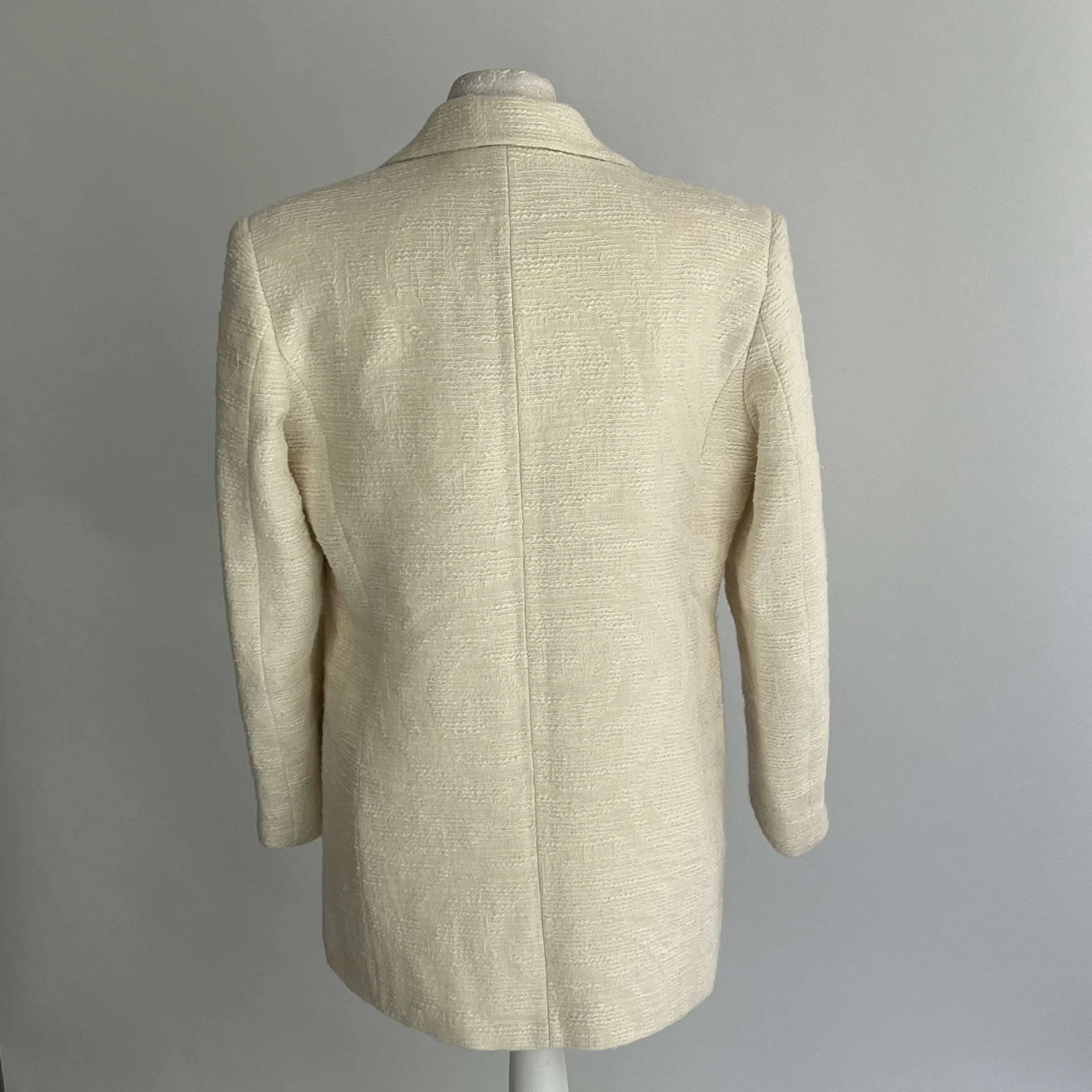 Sandro Cream Slubby Cotton Oversize Blazer S