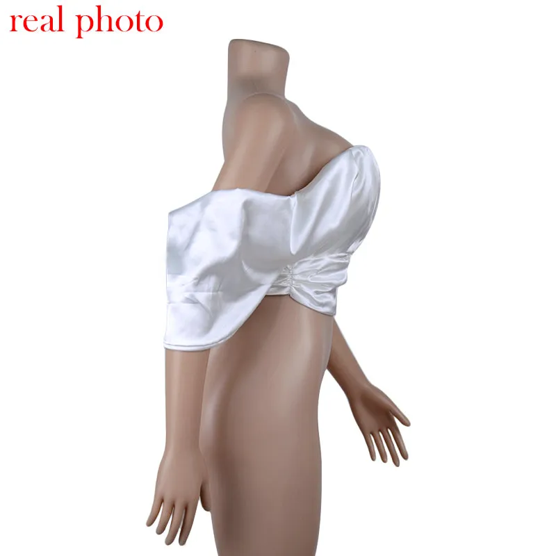 Satin Deep V Off Shoulder Backless Women Crop Top