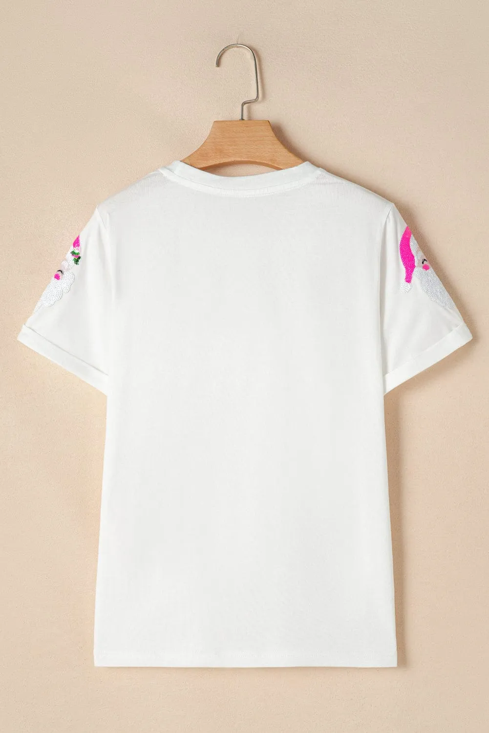 Sequin Santa Tee - Pink