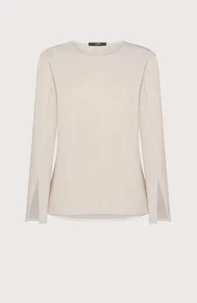 SEVENTY - STRETCH CREWNECK VISCOSE TOP WITH SLEEVE DETAIL