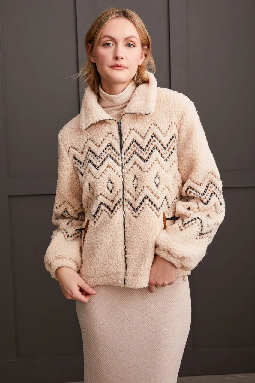 SHERPA JACKET WITH EMBROIDERY