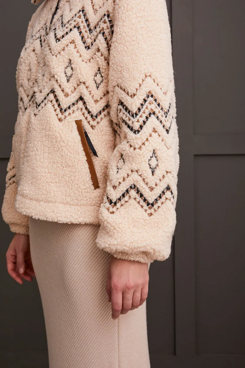 SHERPA JACKET WITH EMBROIDERY