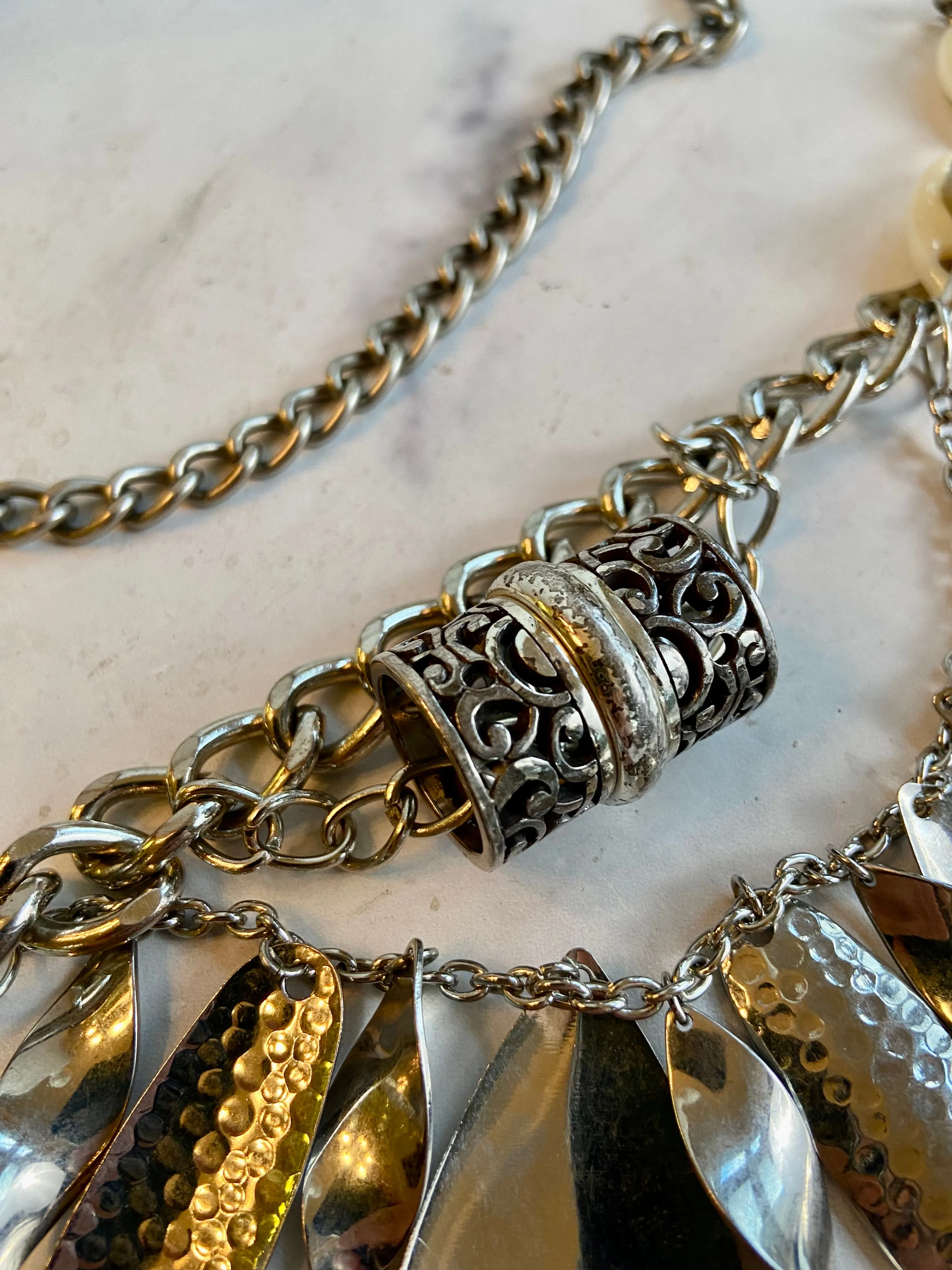 Silver waist layers belt