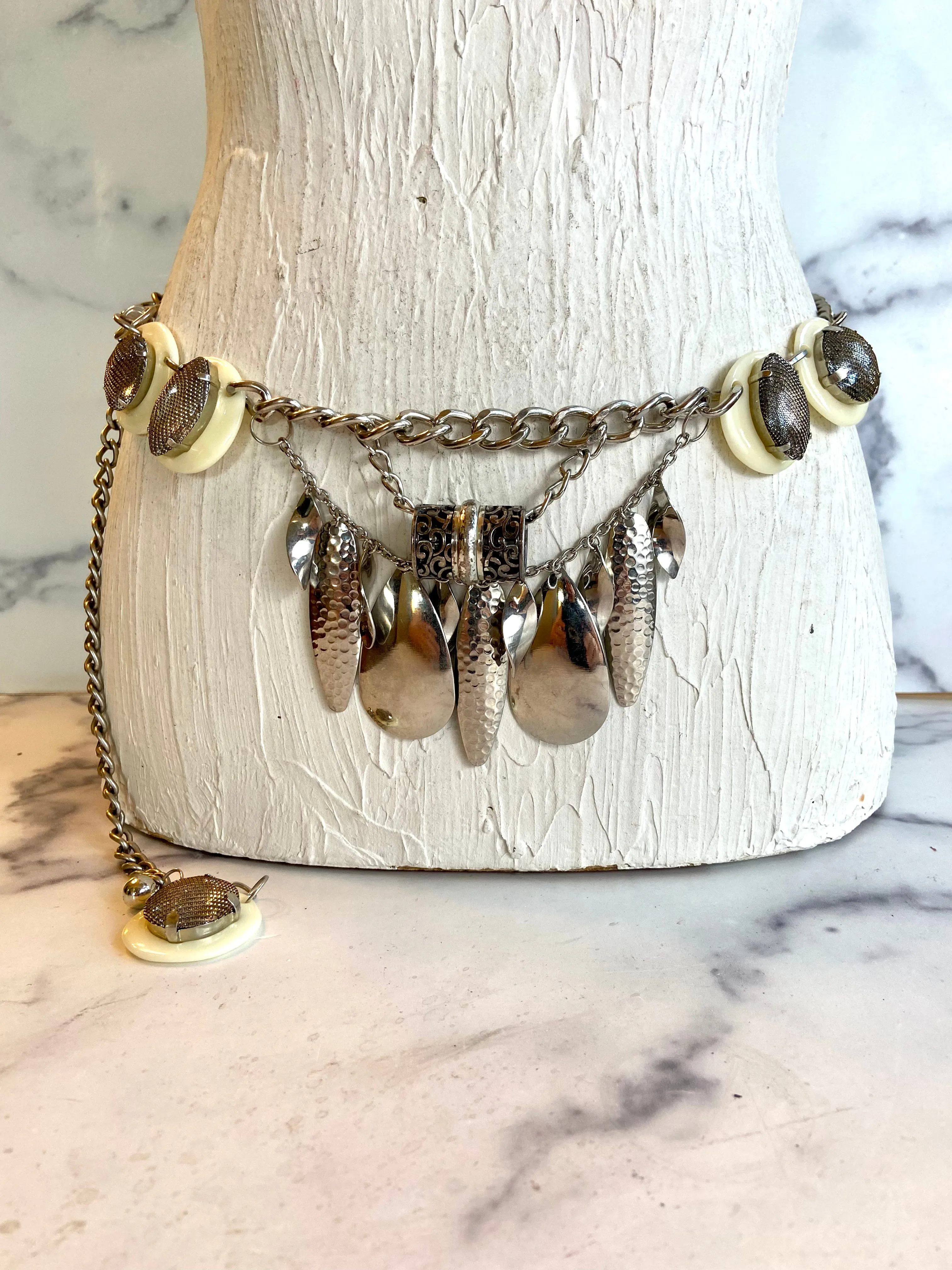 Silver waist layers belt
