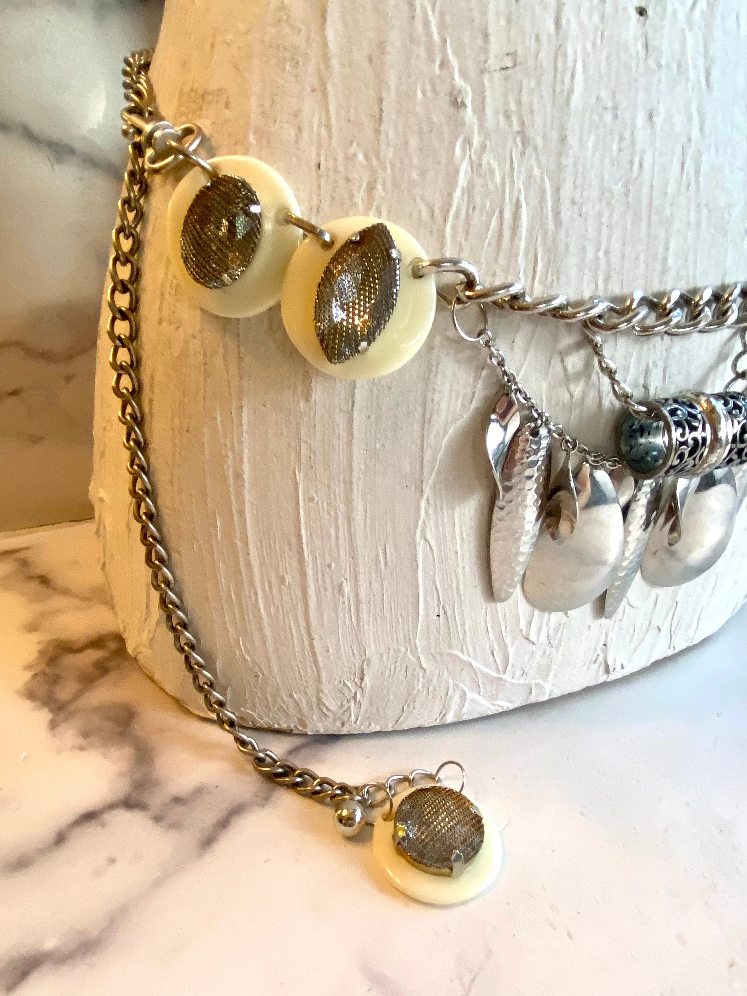Silver waist layers belt