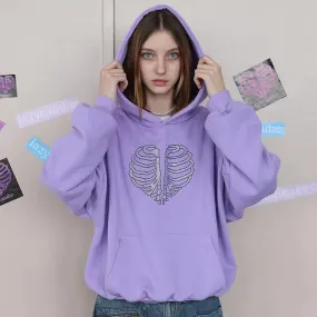 Skeleton Rhinestone Hoodies Women Goth Halloween Graphic Sweatshirts Fall Winter Long Sleeve Top Streetwear P85-DD48