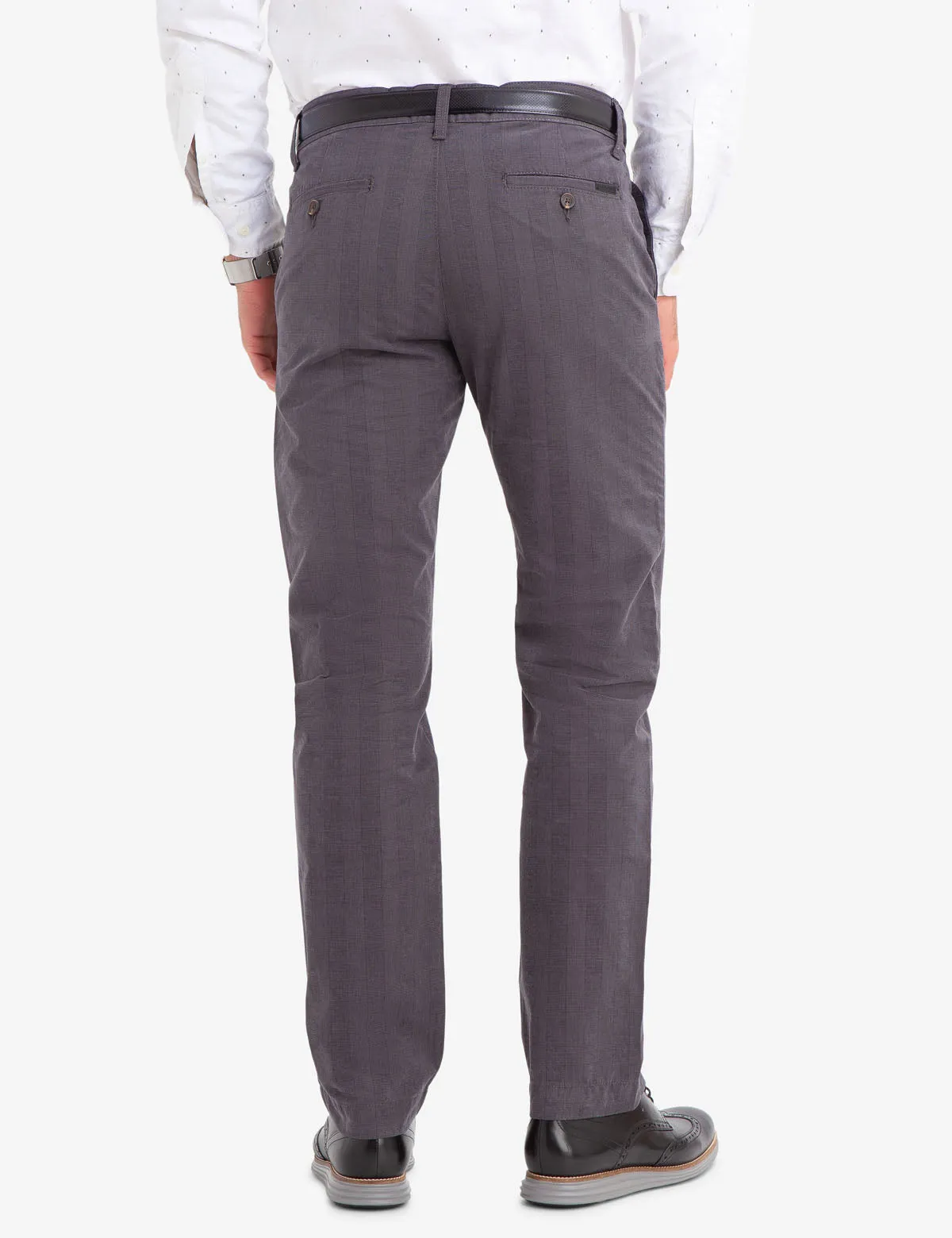 SLIM STRAIGHT PLAID CHINOS
