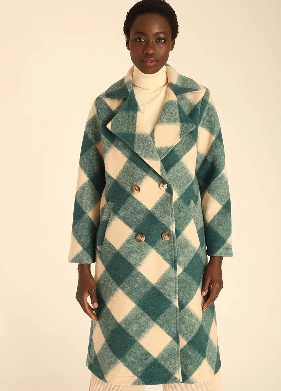 Squares Coat in Green