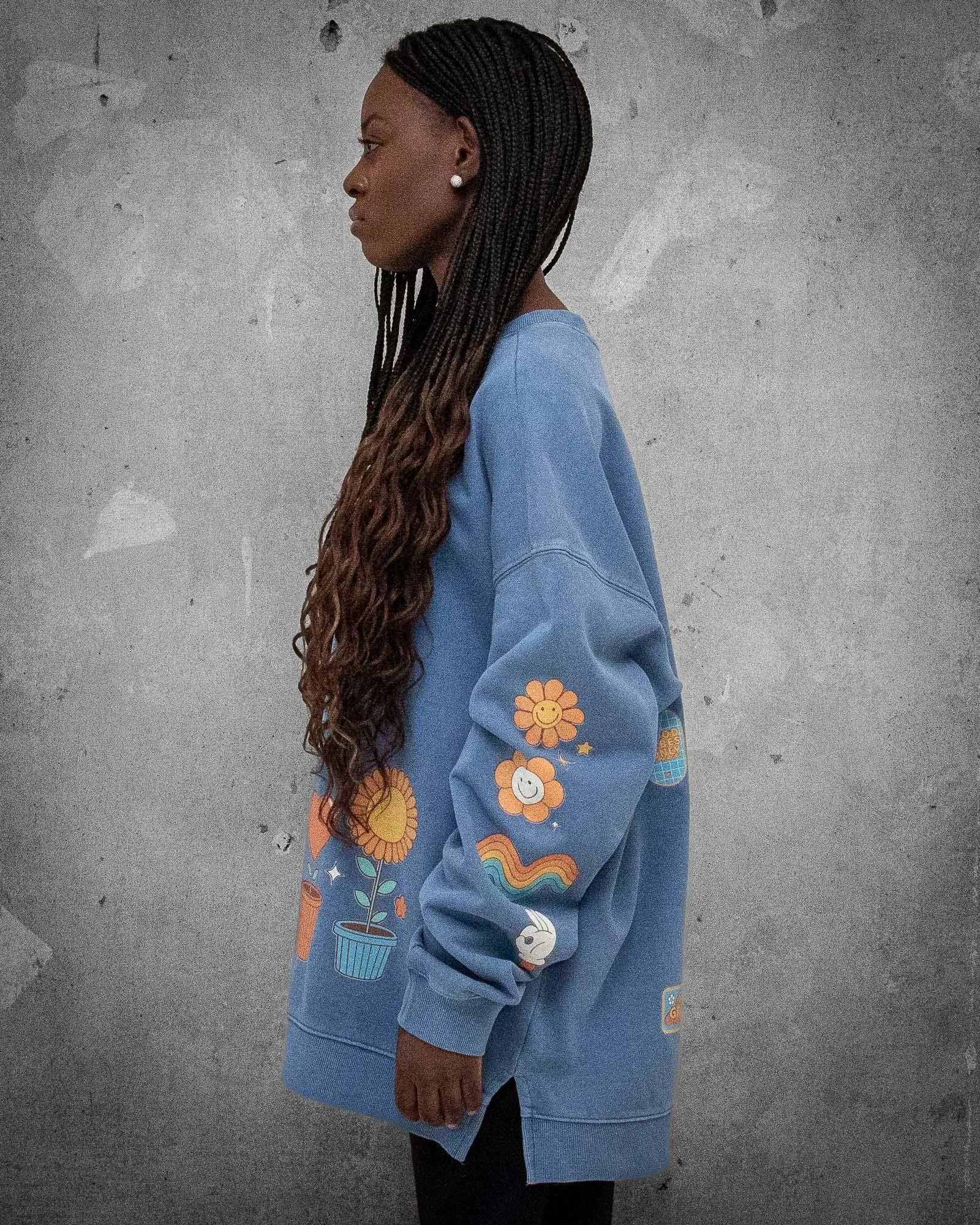Stay Groovy Smile | Blue Retro Women's Sweatshirt