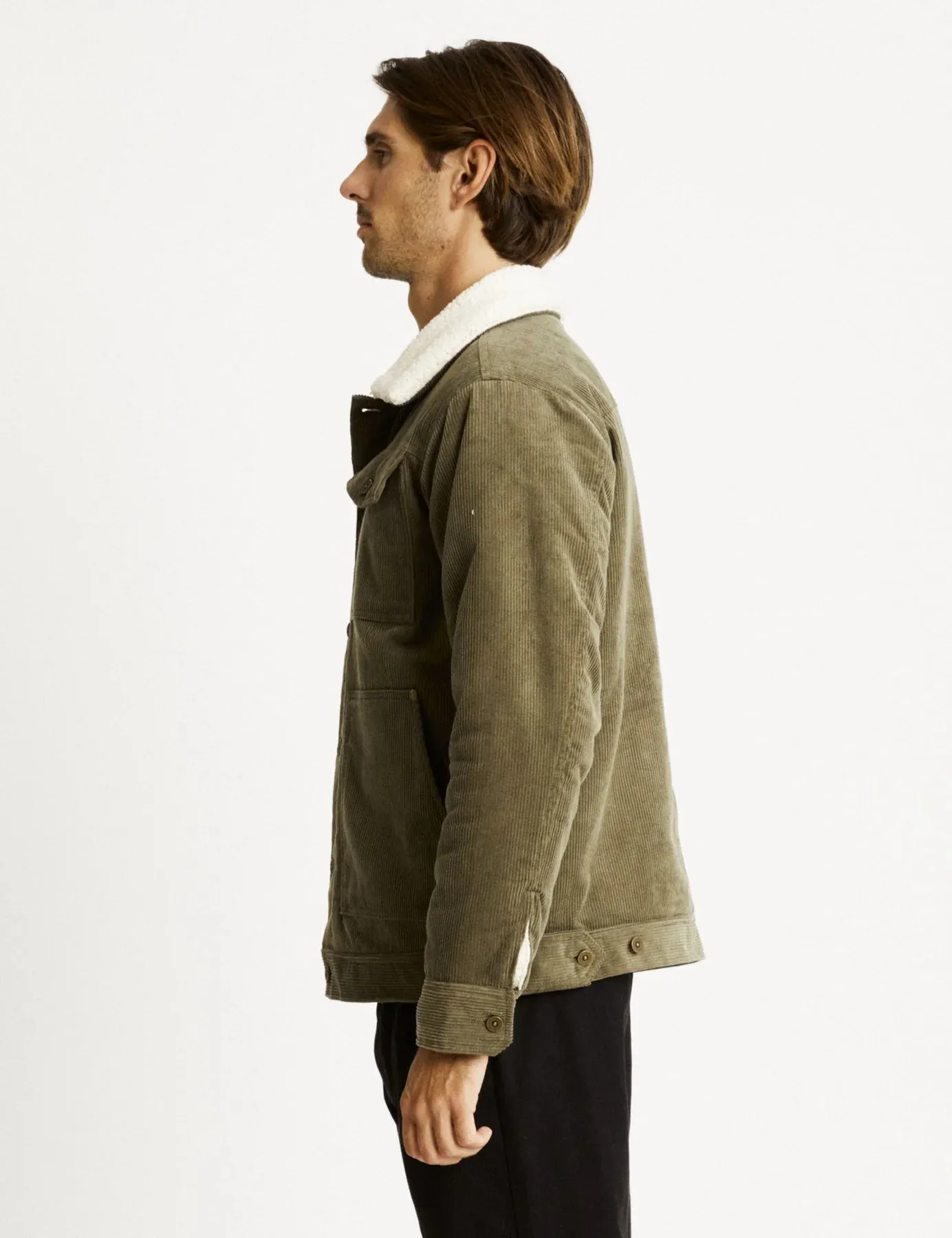 Stockyard Sherpa Jacket Cord - Olive