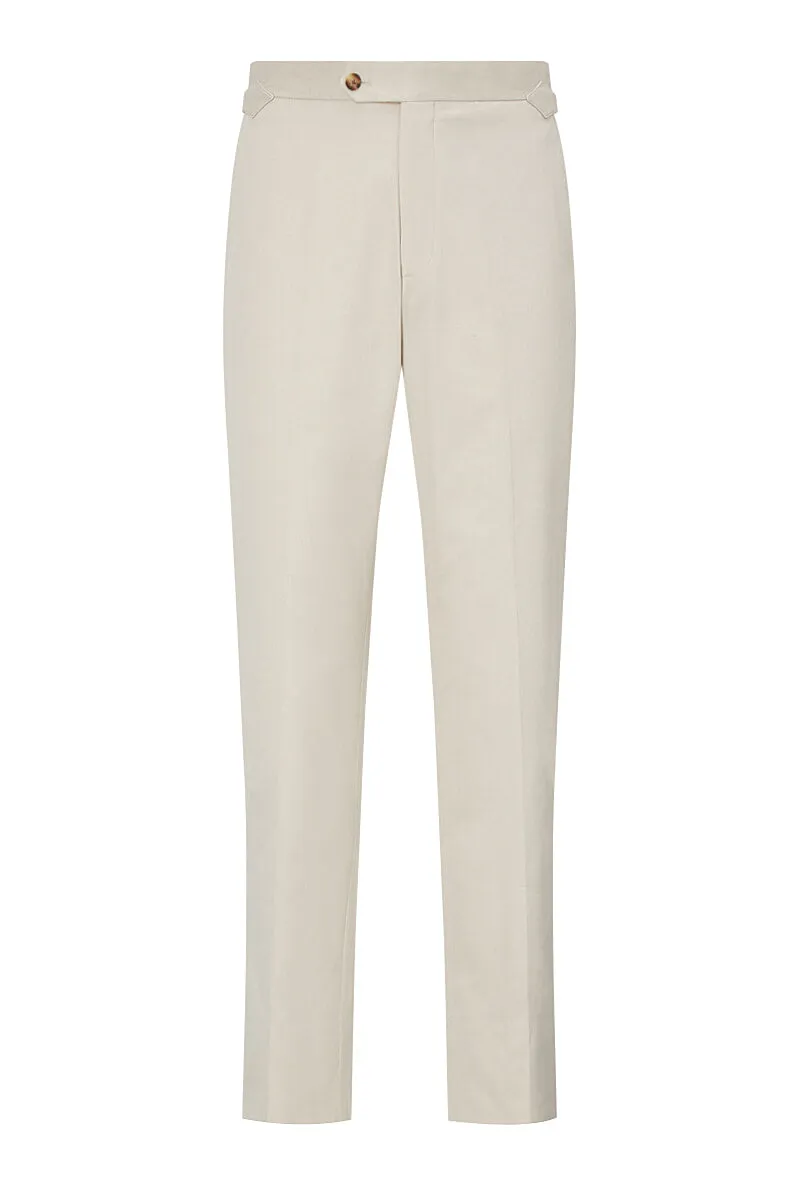 Stone Flat Front Cotton Chinos