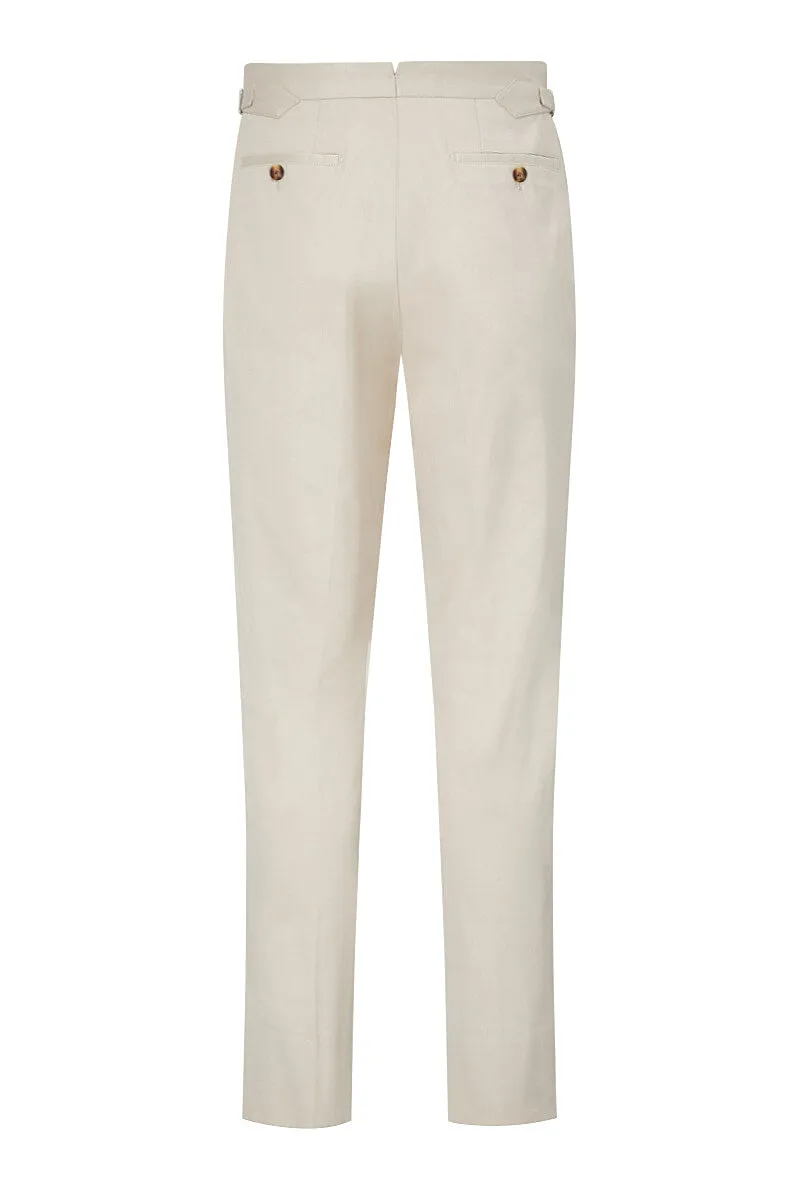 Stone Flat Front Cotton Chinos
