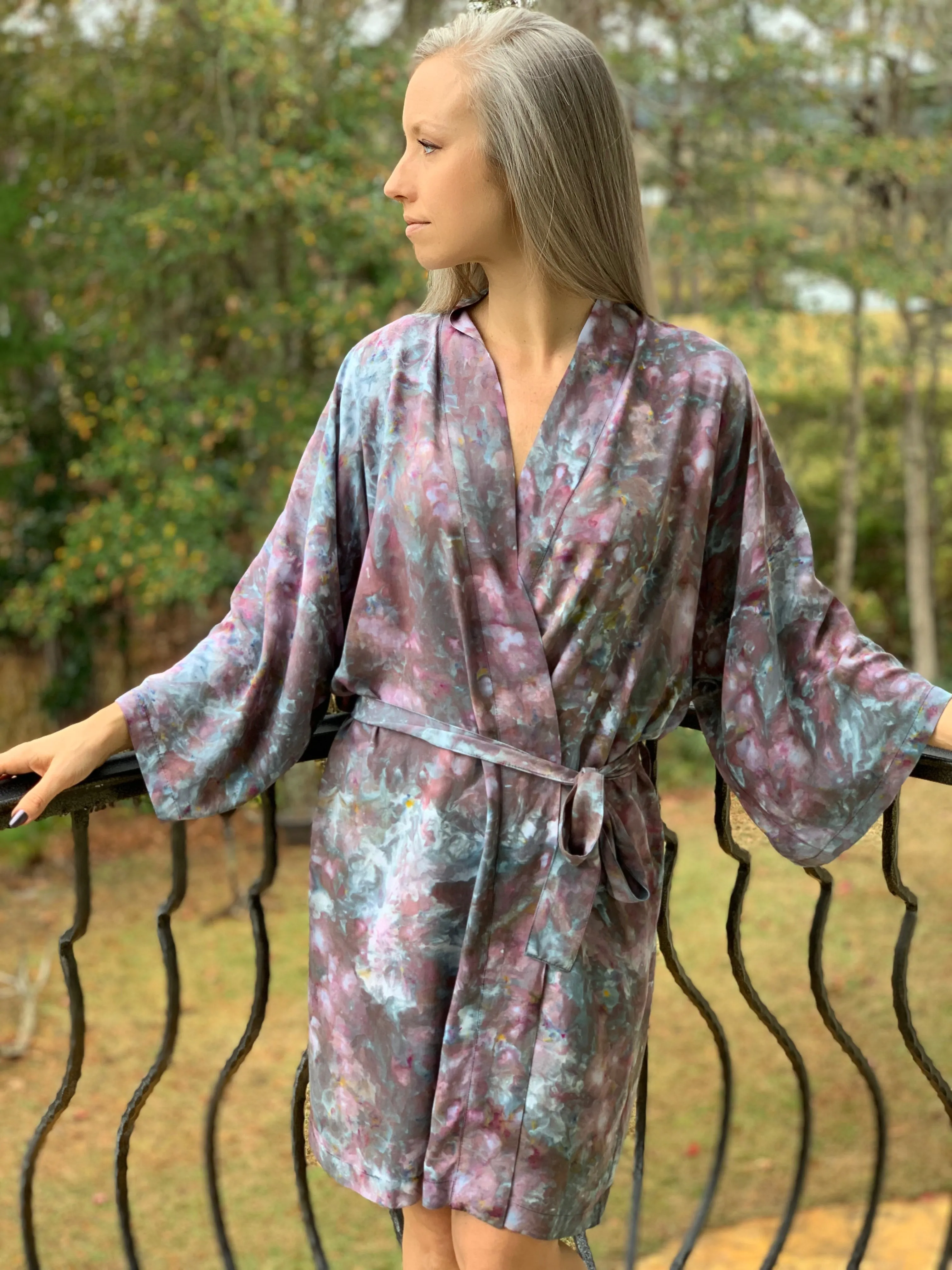 Sunlit forest kimono robe