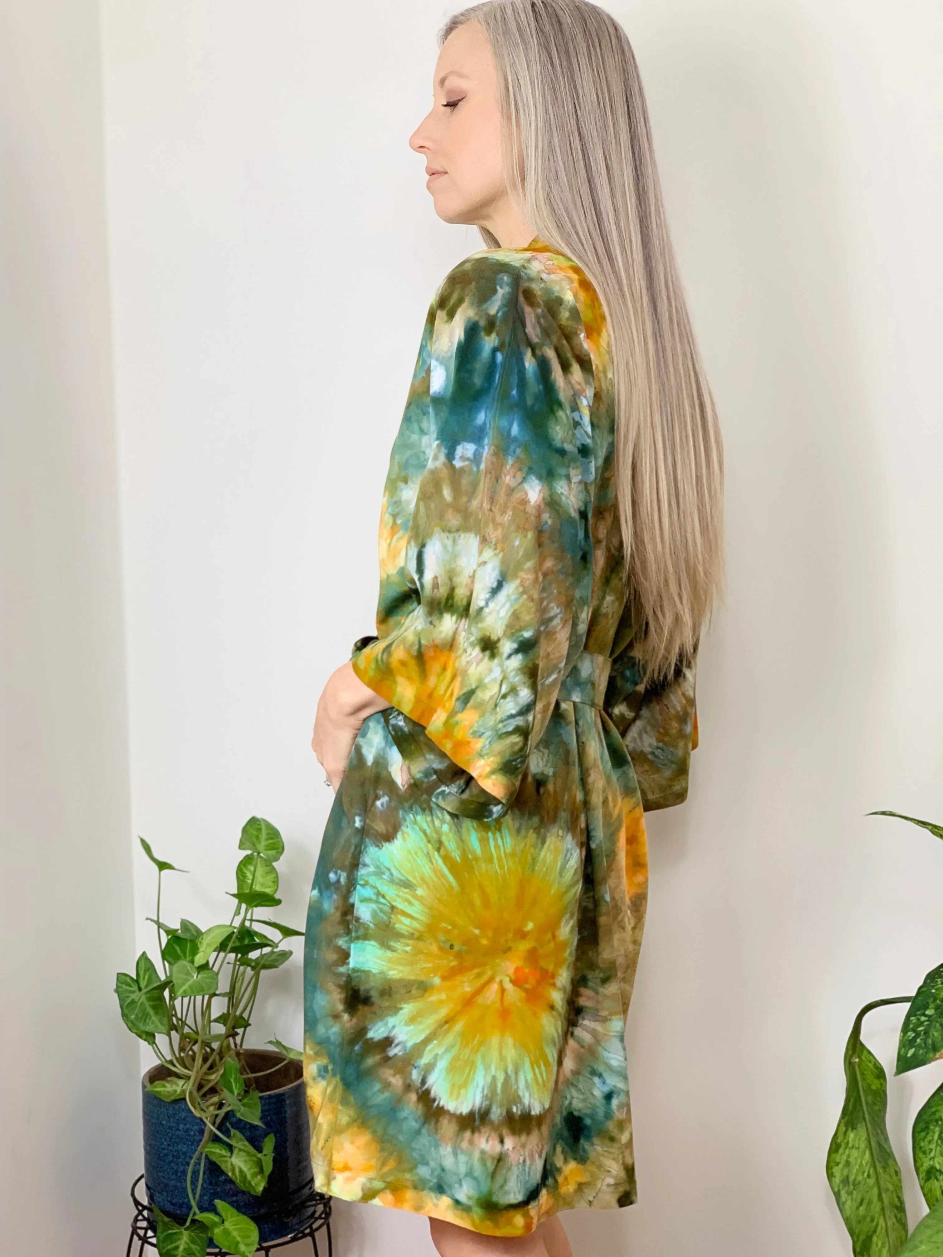 Sunlit forest kimono robe