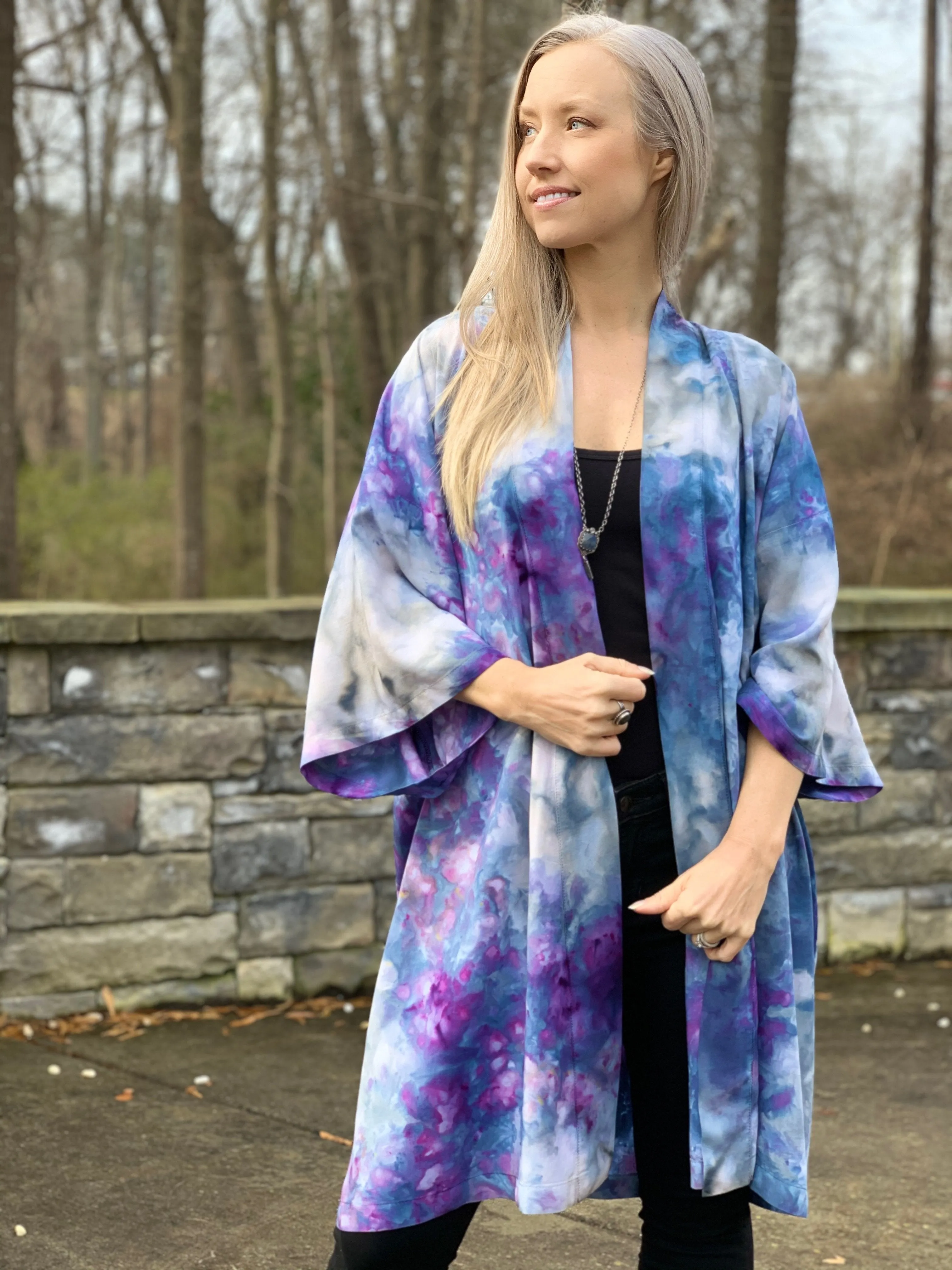Sunlit forest kimono robe