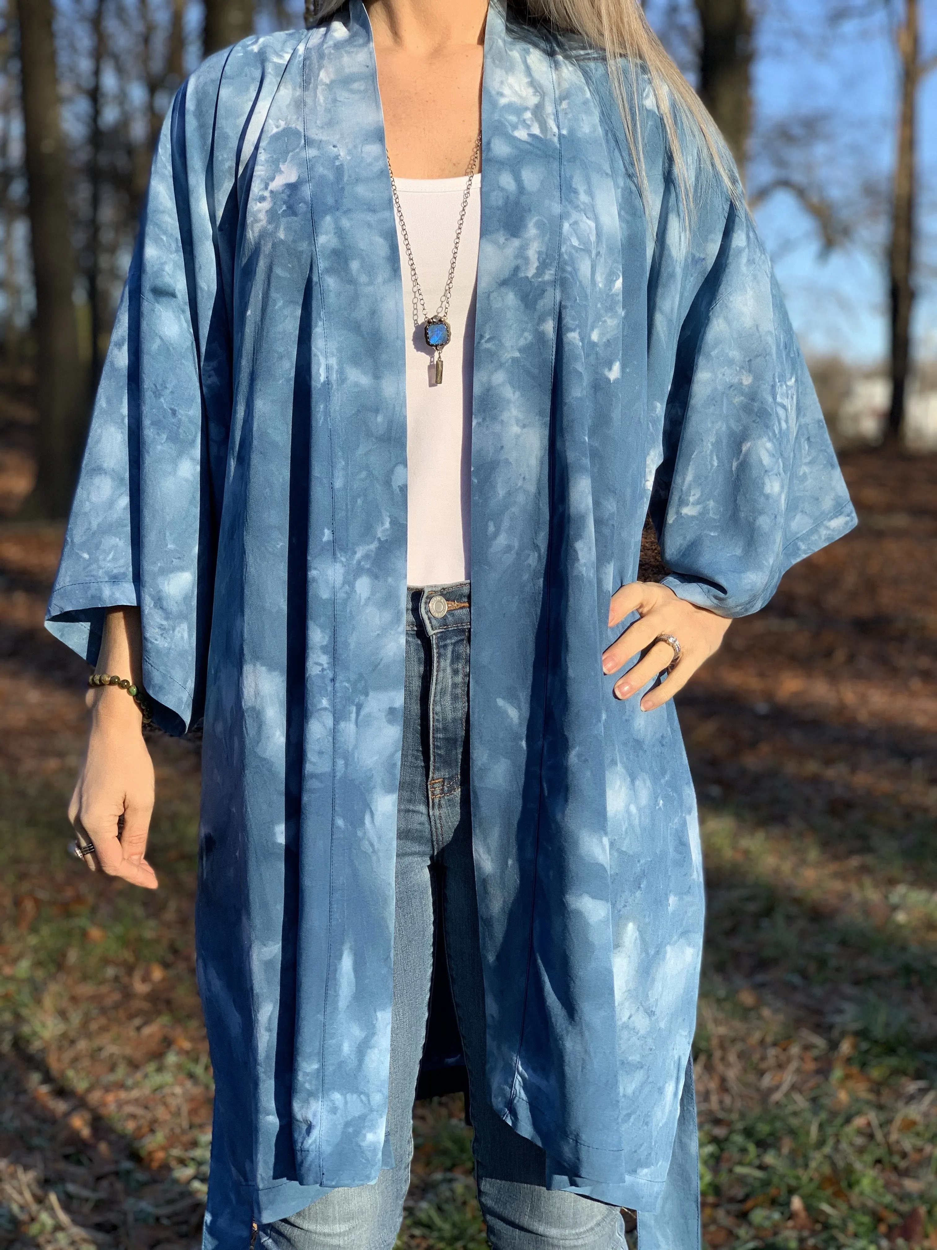 Sunlit forest kimono robe