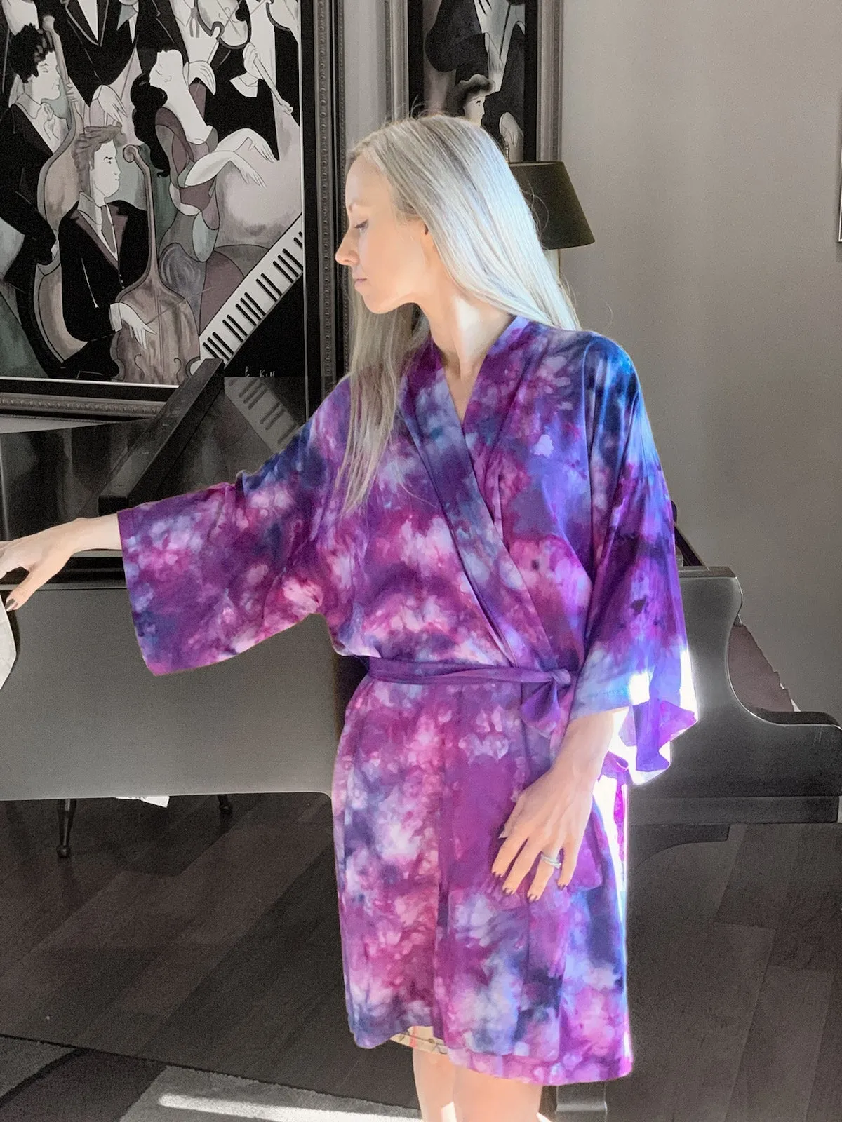 Sunlit forest kimono robe