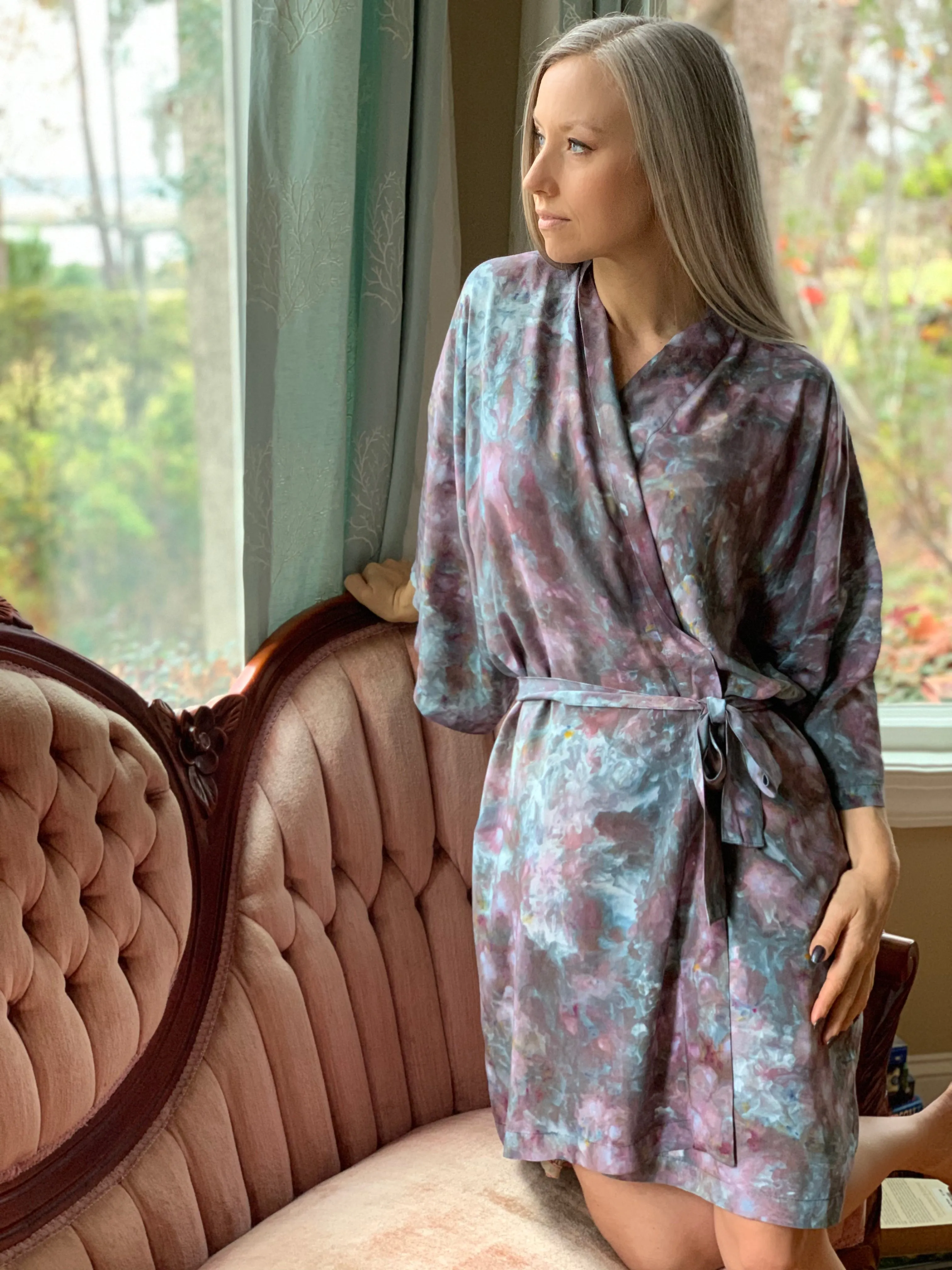 Sunlit forest kimono robe