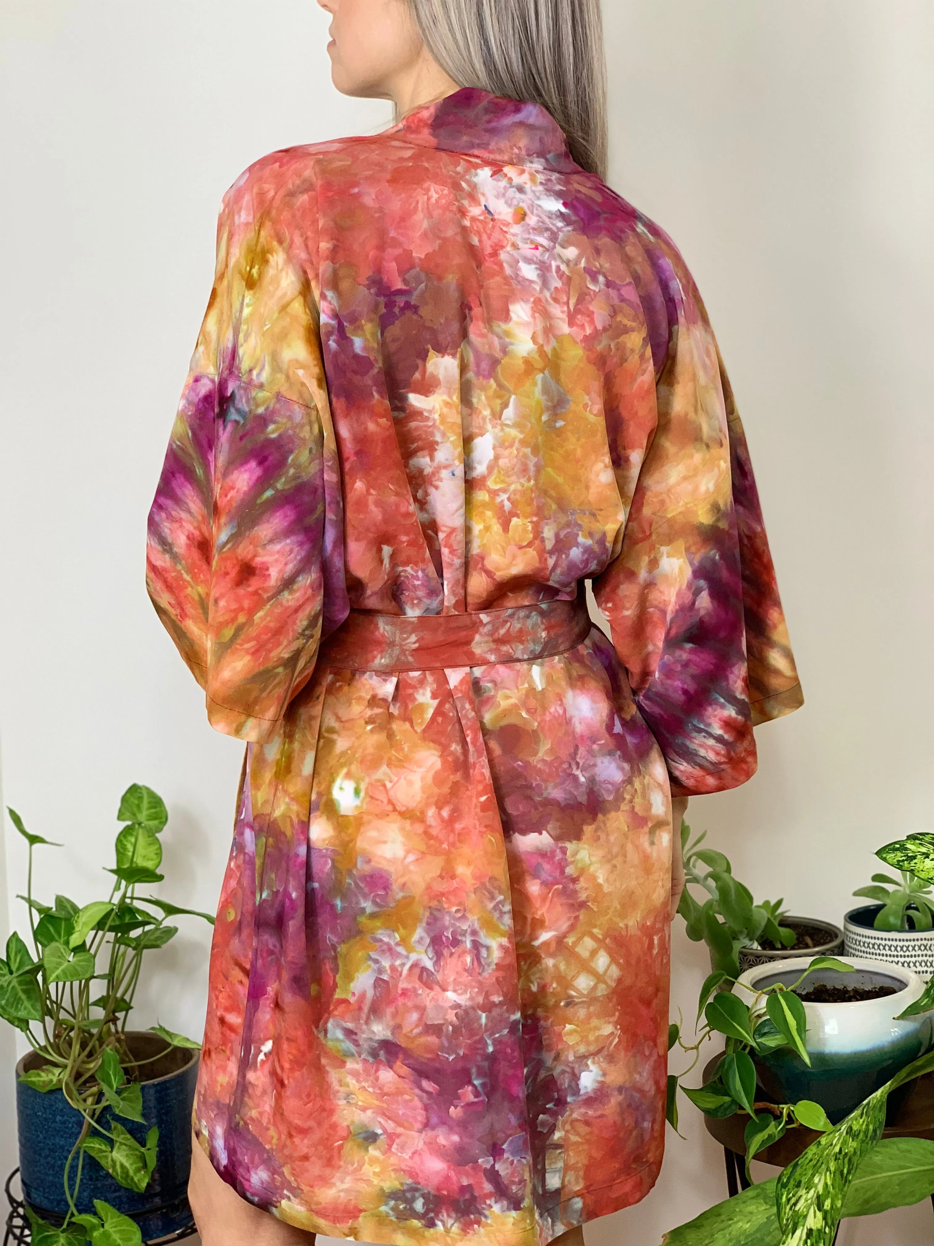 Sunlit forest kimono robe