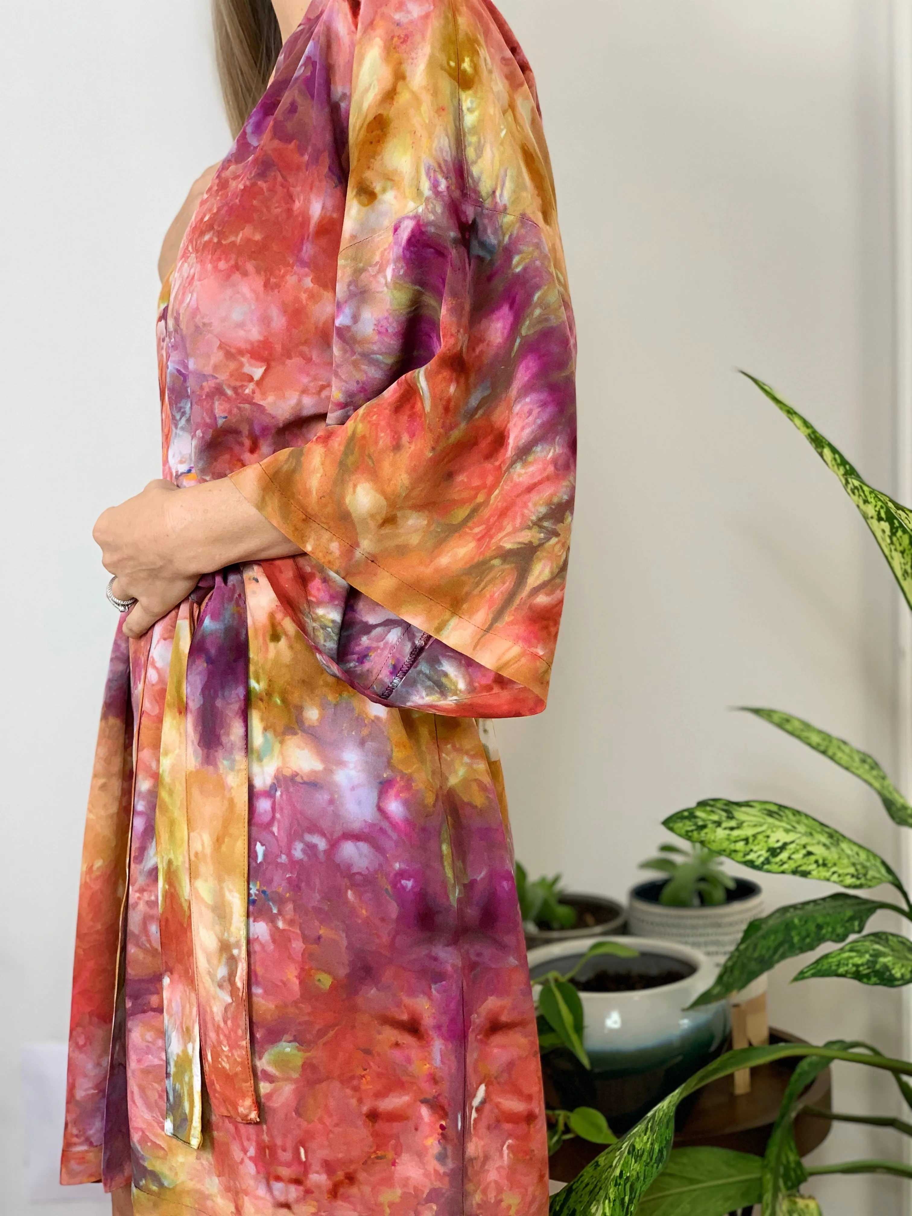 Sunlit forest kimono robe