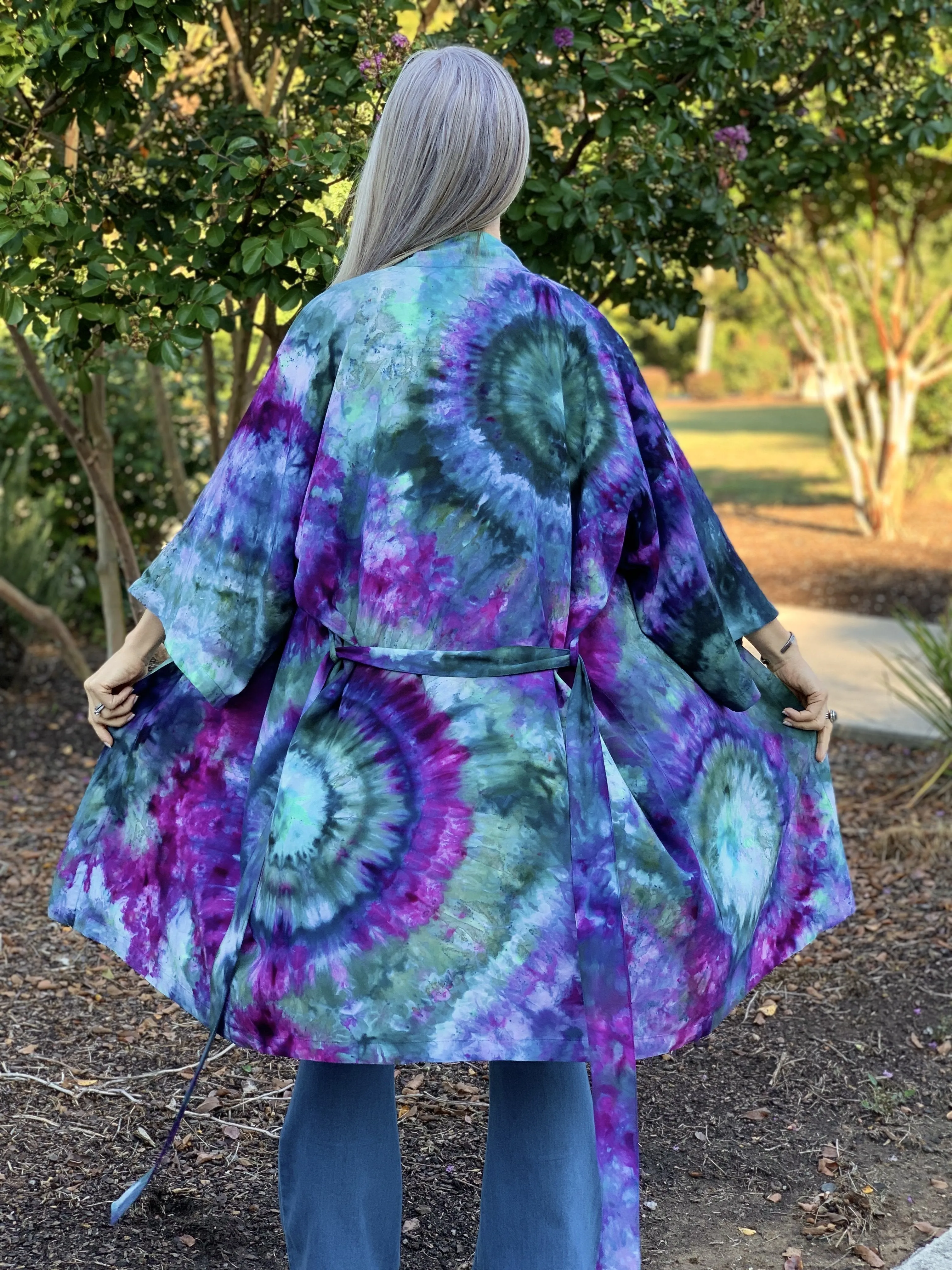 Sunlit forest kimono robe