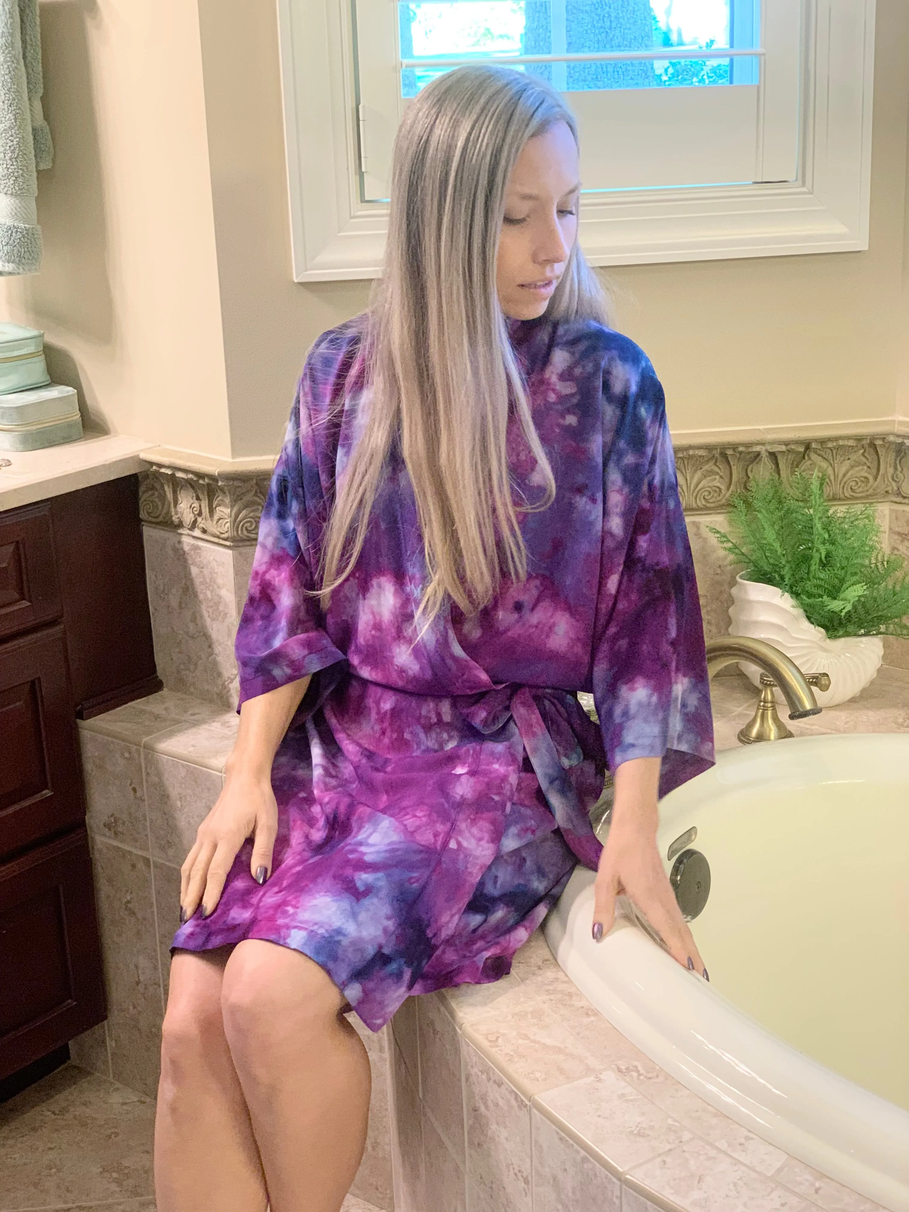Sunlit forest kimono robe