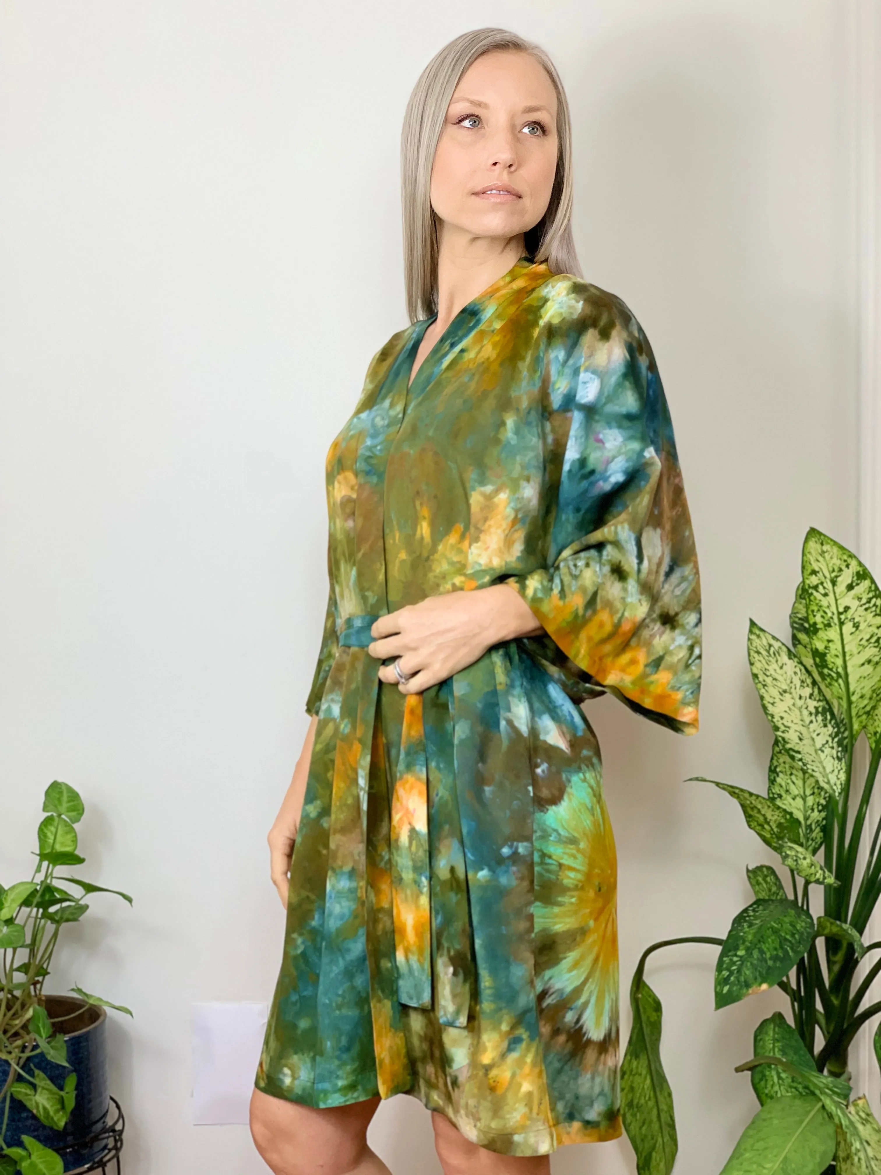 Sunlit forest kimono robe