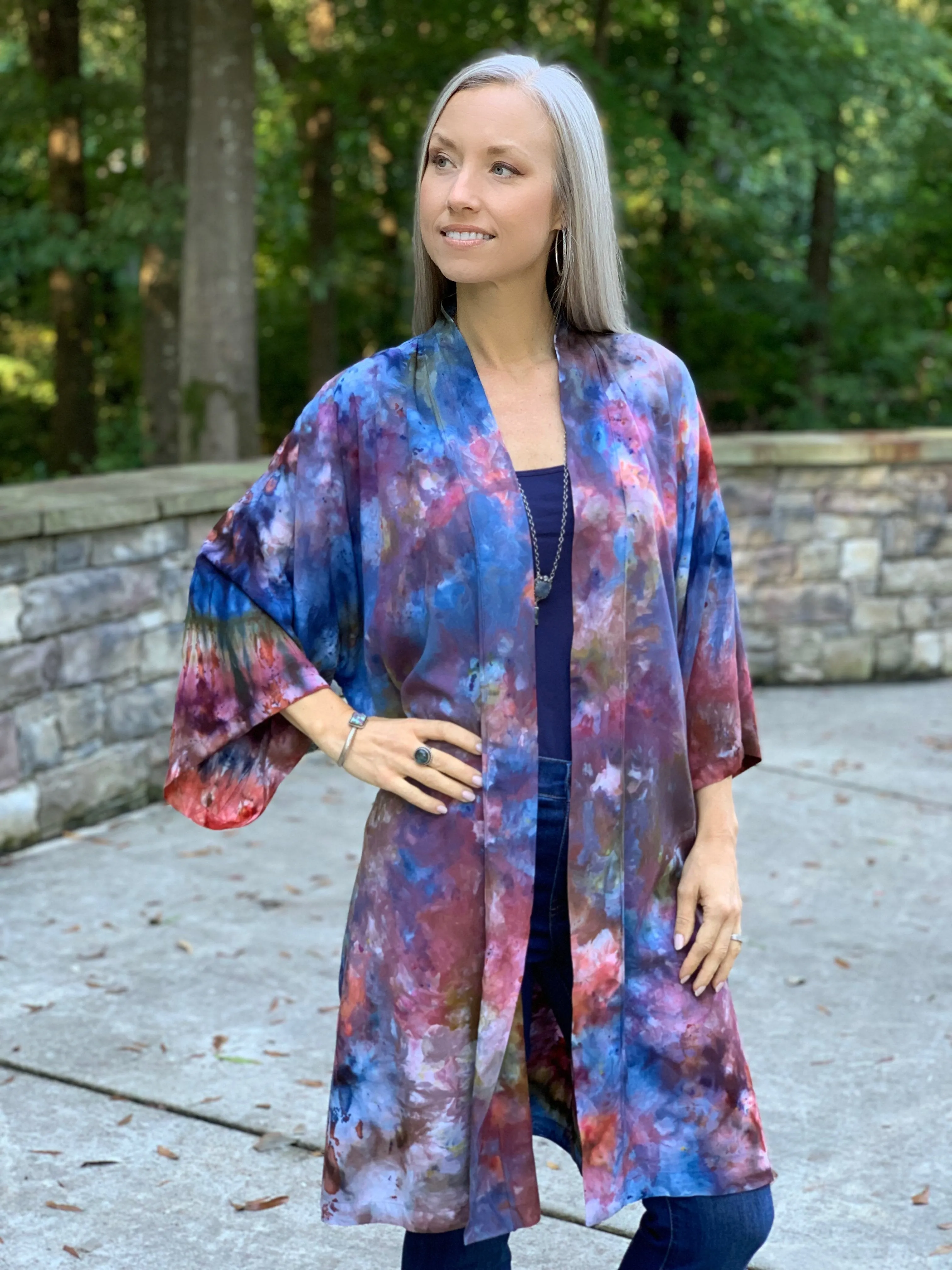 Sunlit forest kimono robe