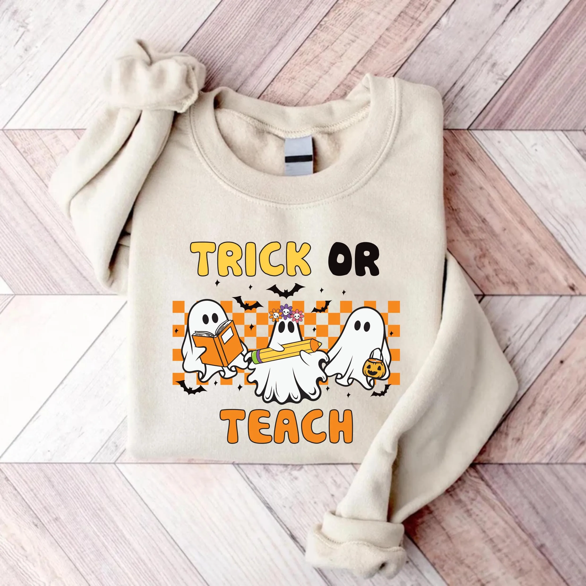 Teacher Halloween Sweatshirt, Trick or Teach Sweatshirt, Spooky Teacher Sweatshirt, Teacher Halloween Gift, Ghost Halloween Teacher Shirt