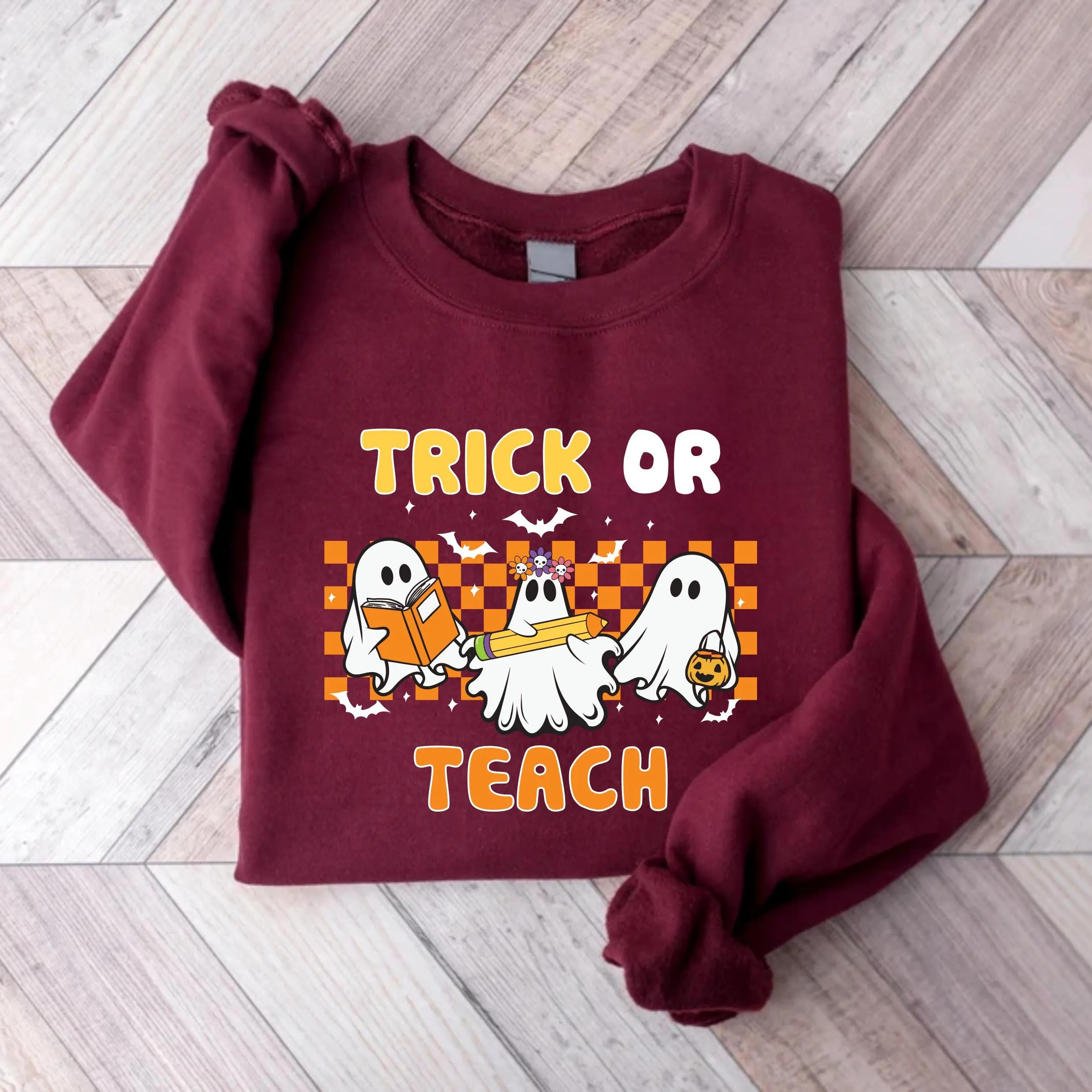 Teacher Halloween Sweatshirt, Trick or Teach Sweatshirt, Spooky Teacher Sweatshirt, Teacher Halloween Gift, Ghost Halloween Teacher Shirt