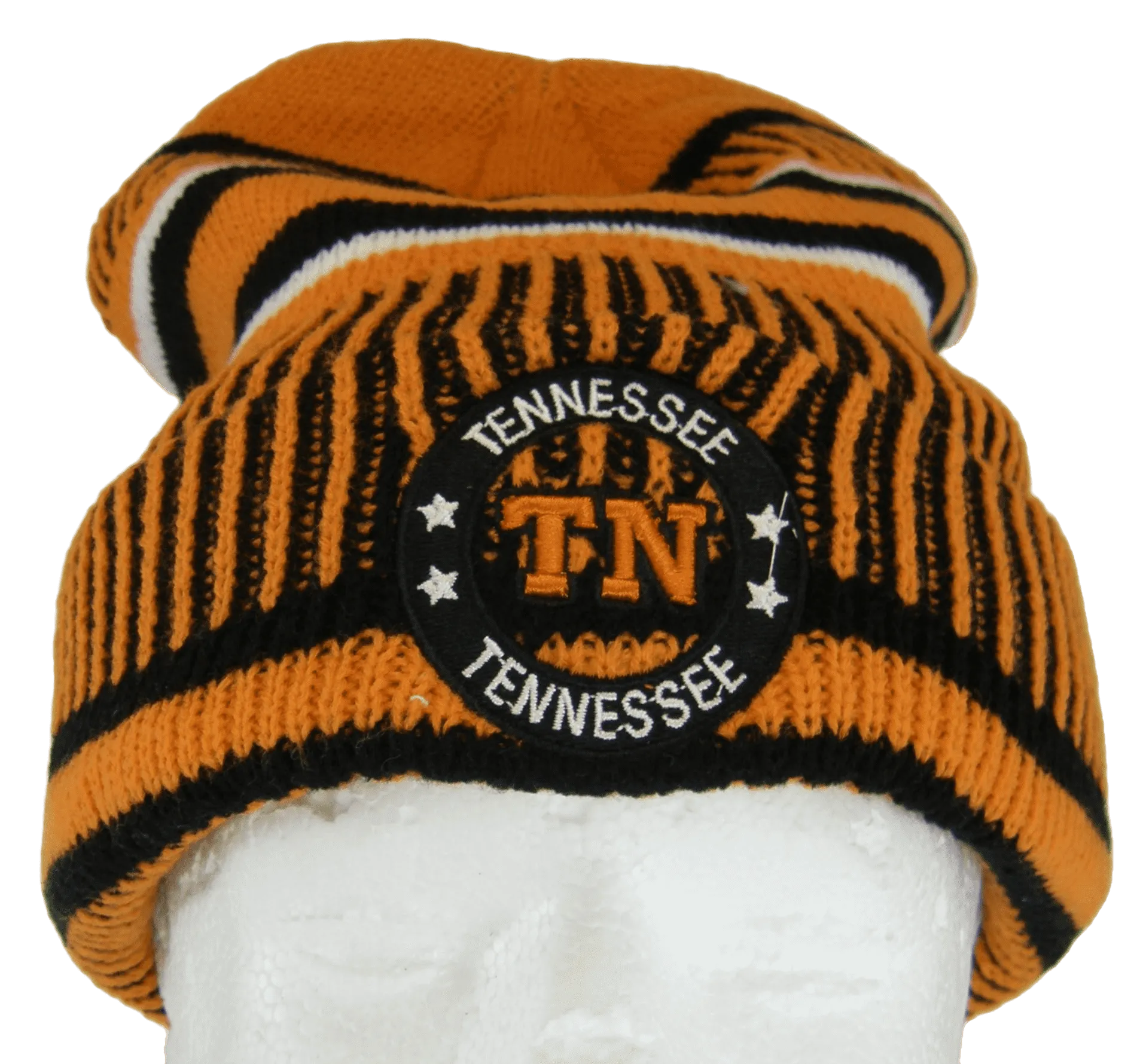 Tennessee Knitted Plush Lined Varsity Cuffed Hat with Seal (Orange/Black)