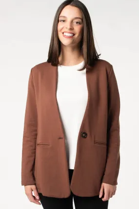 Terrera/LNBF Sale, 912900 Ophella Collarless Open Front Blazer, Cocoa 50% Off Regular Price