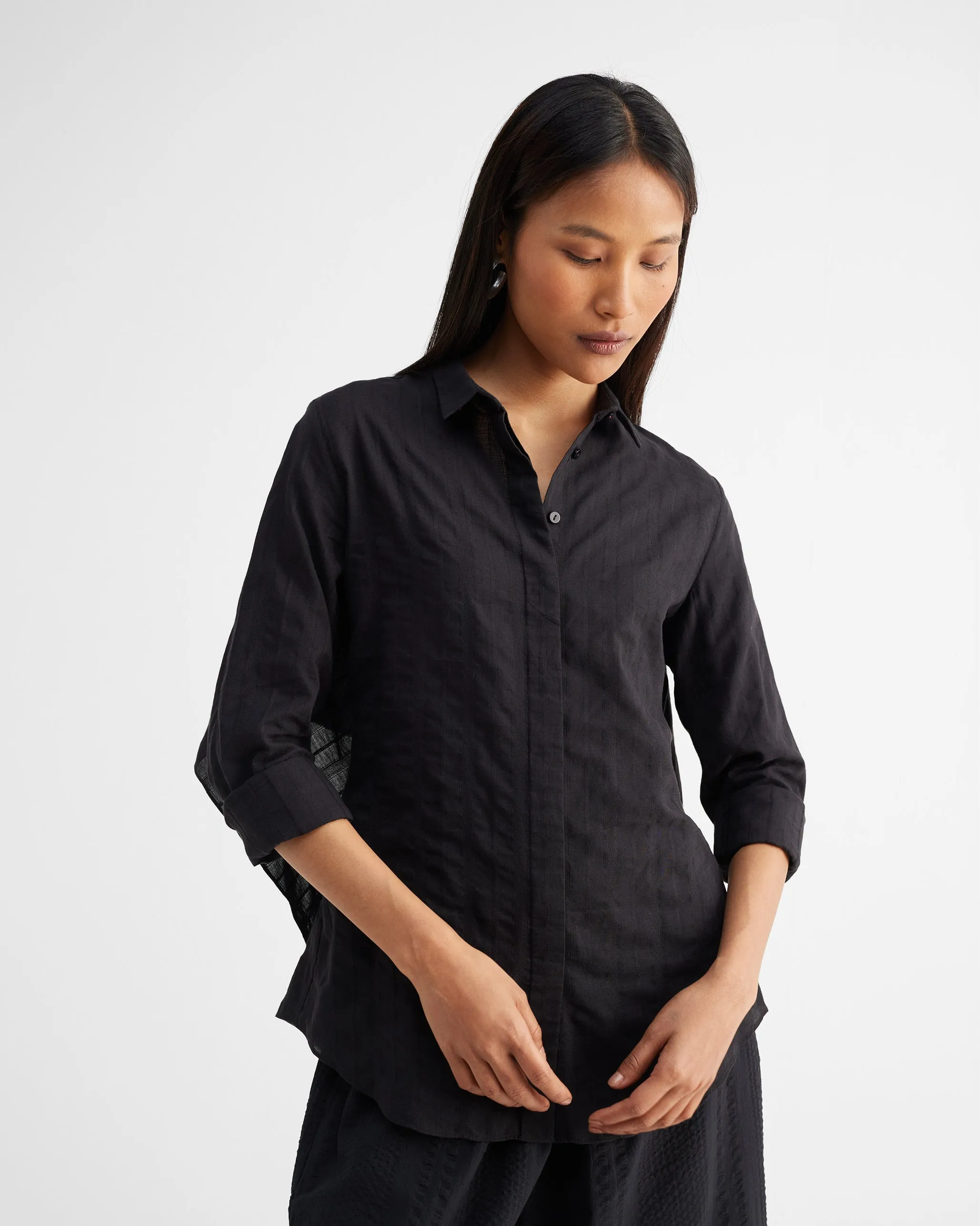 The Waterfall Shirt Set - Black
